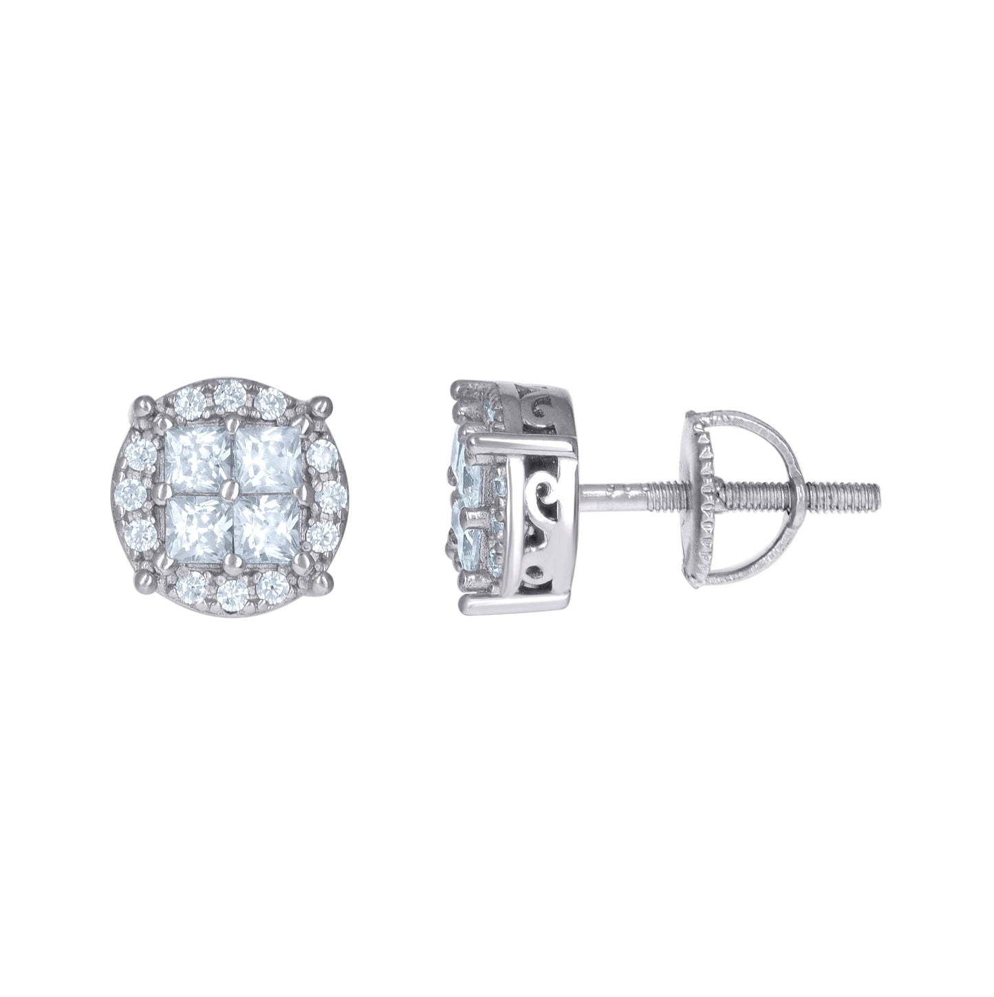 Sterling Silver Womens 1.41 Cttw Moissanite Fashion Stud Earrings