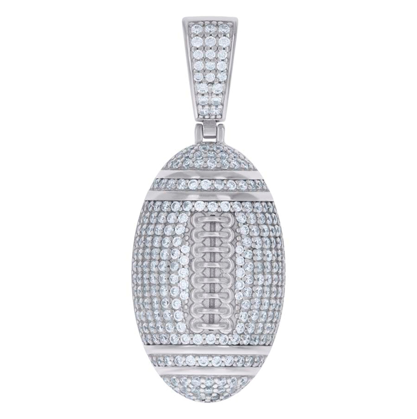 Sterling Silver Mens Moissanite 1.38 Cttw Football Sports Pendant