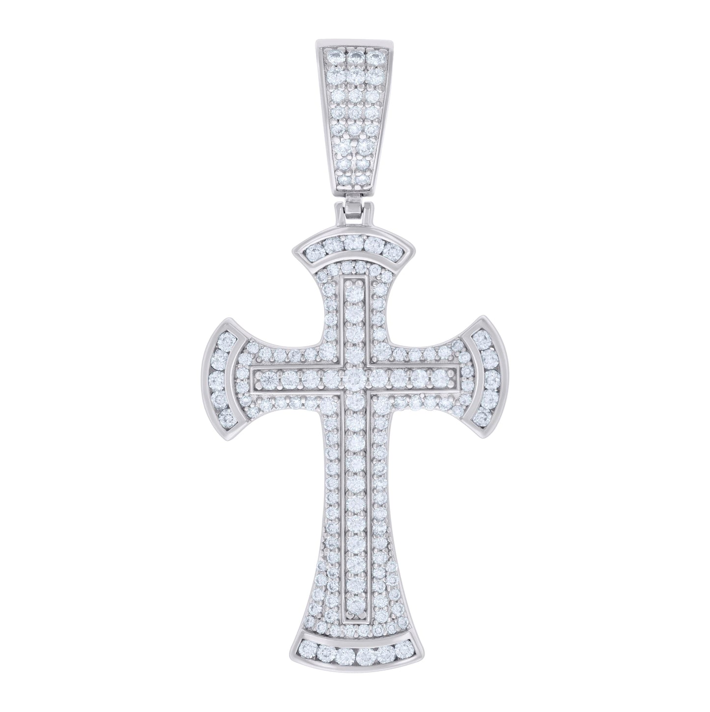 Sterling Silver Mens 1.40 Cttw Moissanite Cross Religious Charm Pendant