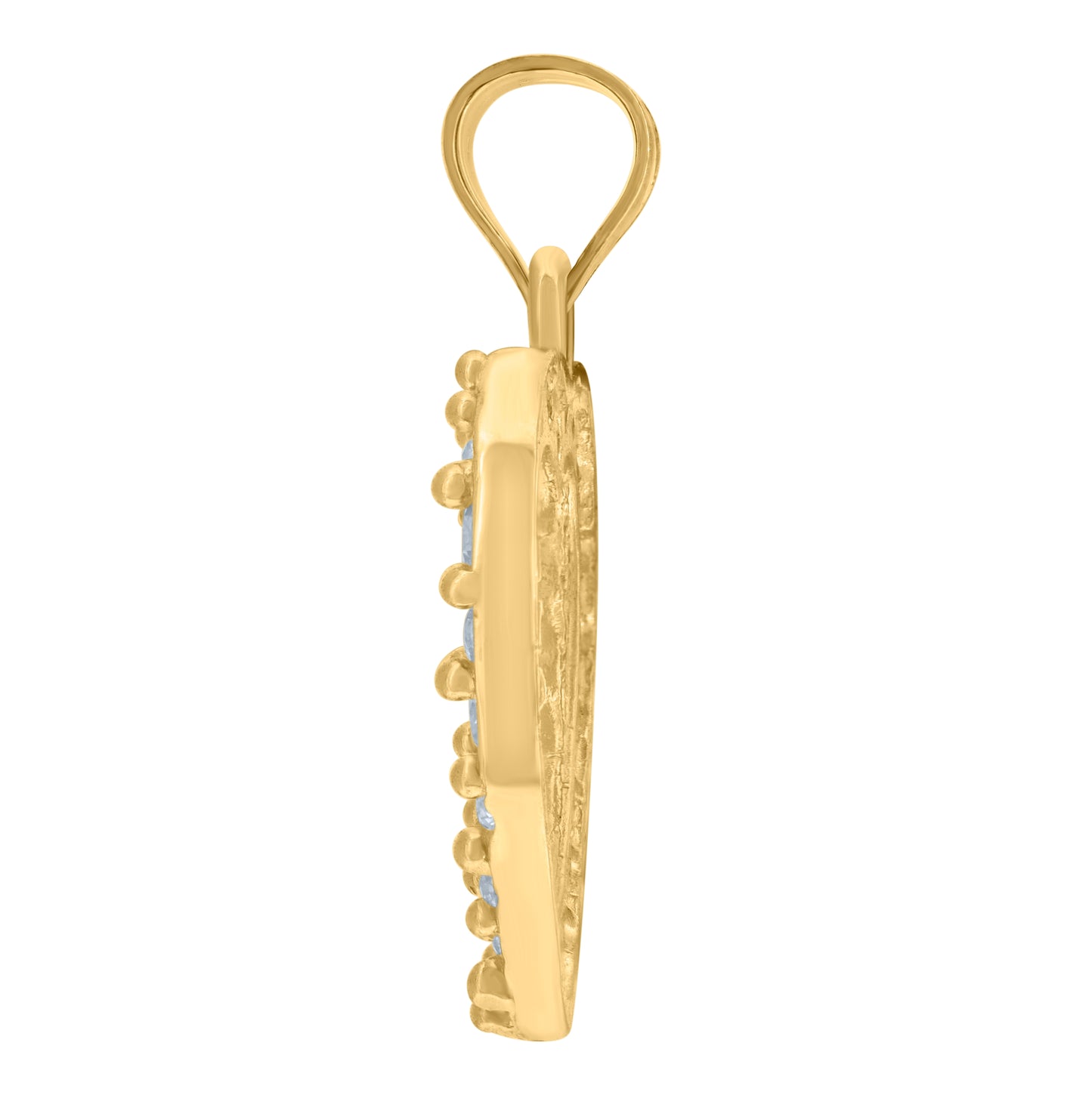 10K Yellow Gold Womens Cubic Zirconia Cubic-Zirconia Open Heart Charm Pendant