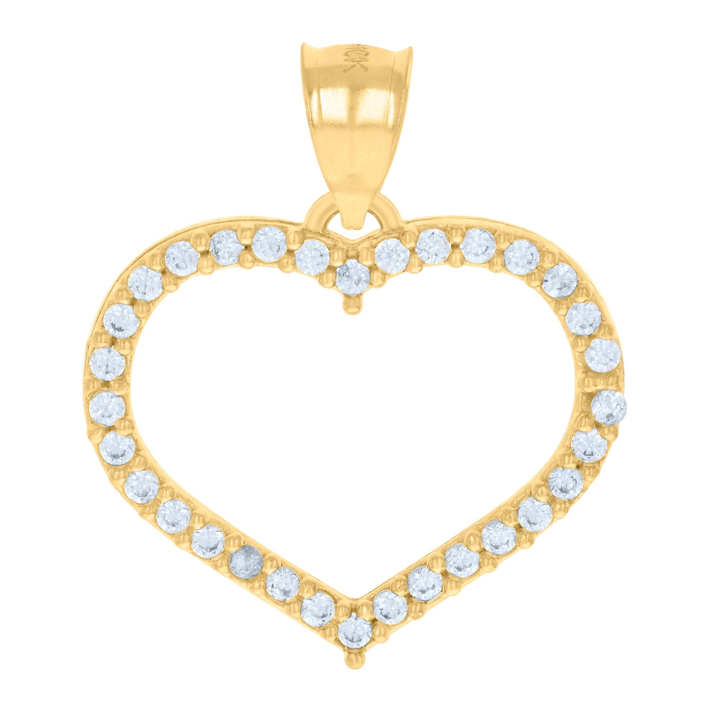 10K Yellow Gold Womens Cubic Zirconia Cubic-Zirconia Open Heart Charm Pendant