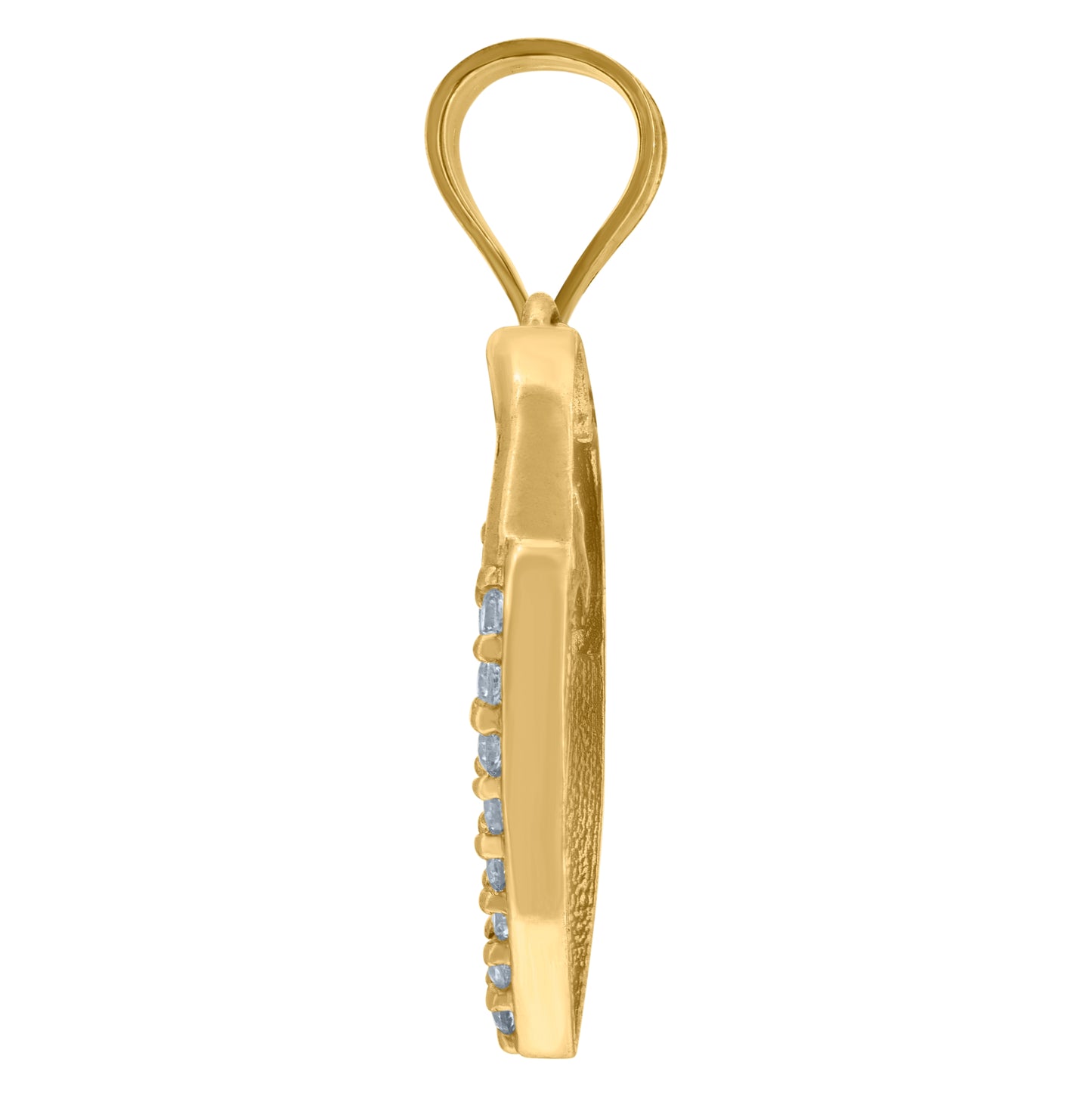 10K Yellow Gold Unisex Cubic Zirconia Cubic-Zirconia Interlocked Hearts Charm Pendant