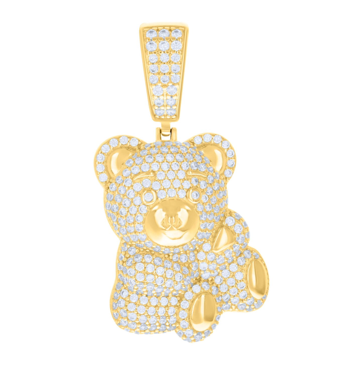Sterling Silver Unisex Cubic-Zirconia Teddy Bear Fashion Pendant