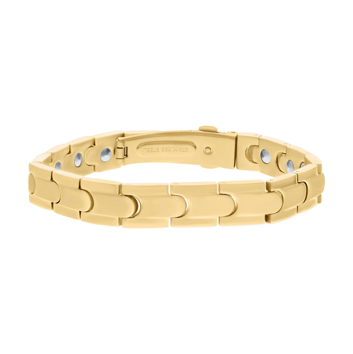 Stainless Steel Yellow-tone Mens Fashion Bracelet Size 8.5 Inches