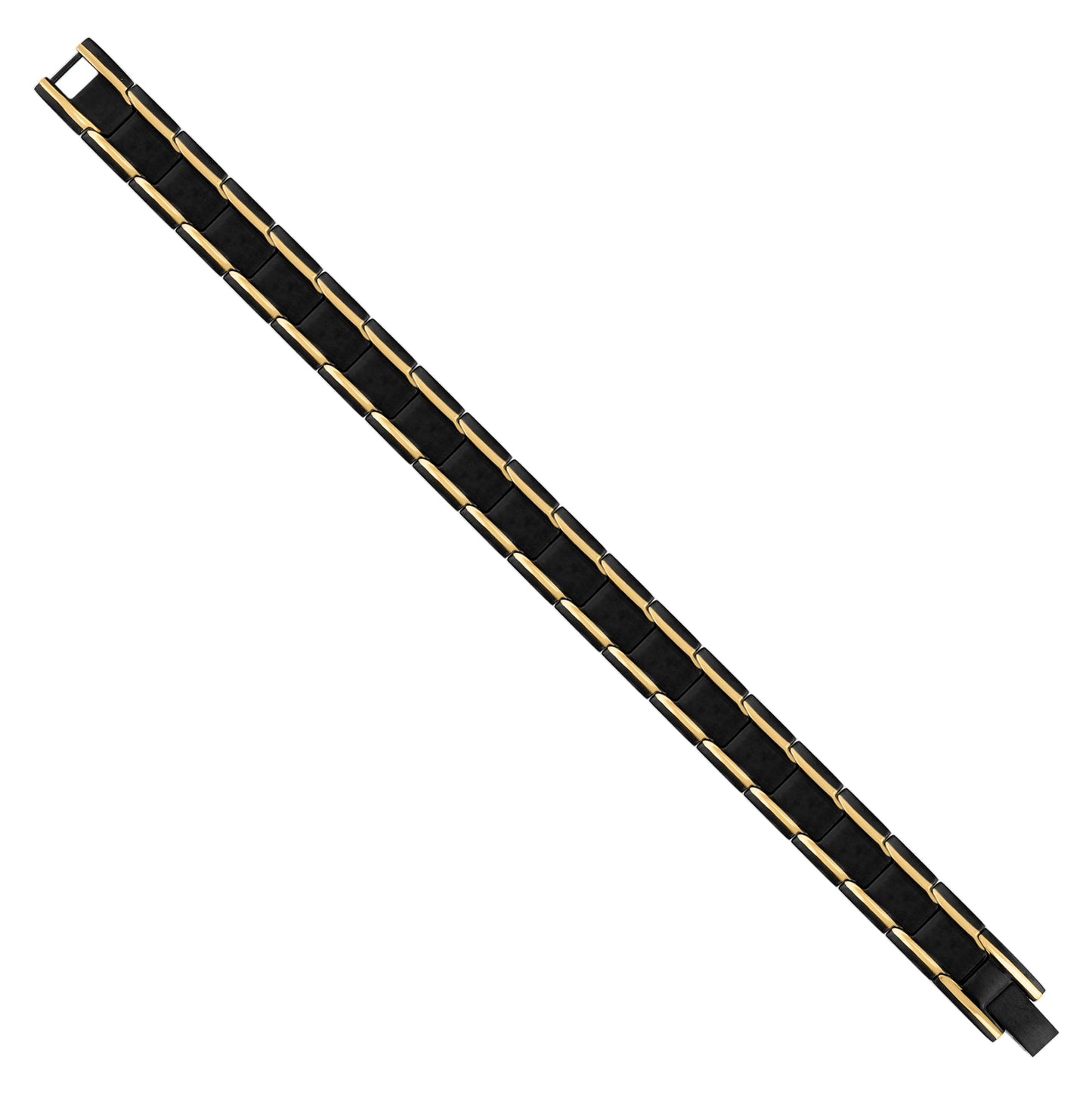 Stainless Steel Yellow Black-tone Mens Fashion Bracelet Size 8.5 Inches