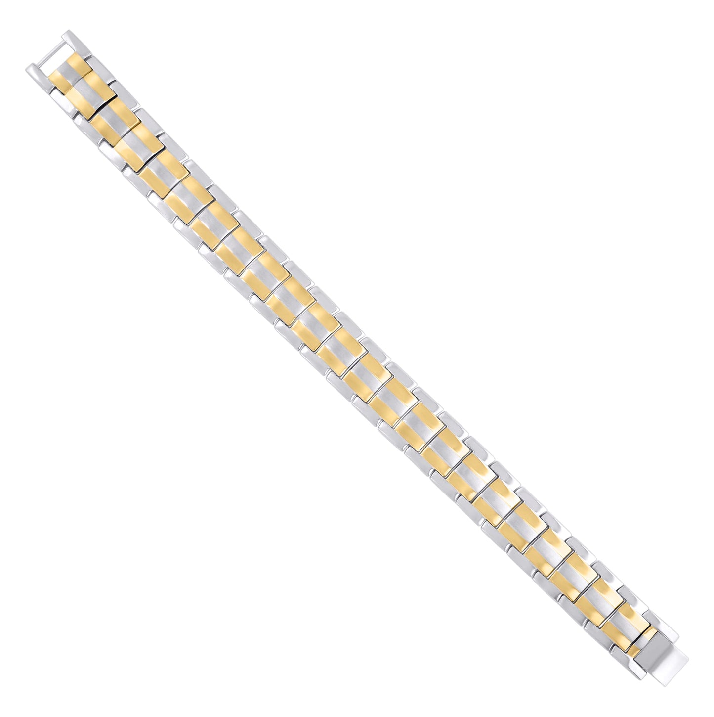 Stainless Steel Yellow-tone Mens Fashion Bracelet Size 8.5 Inches