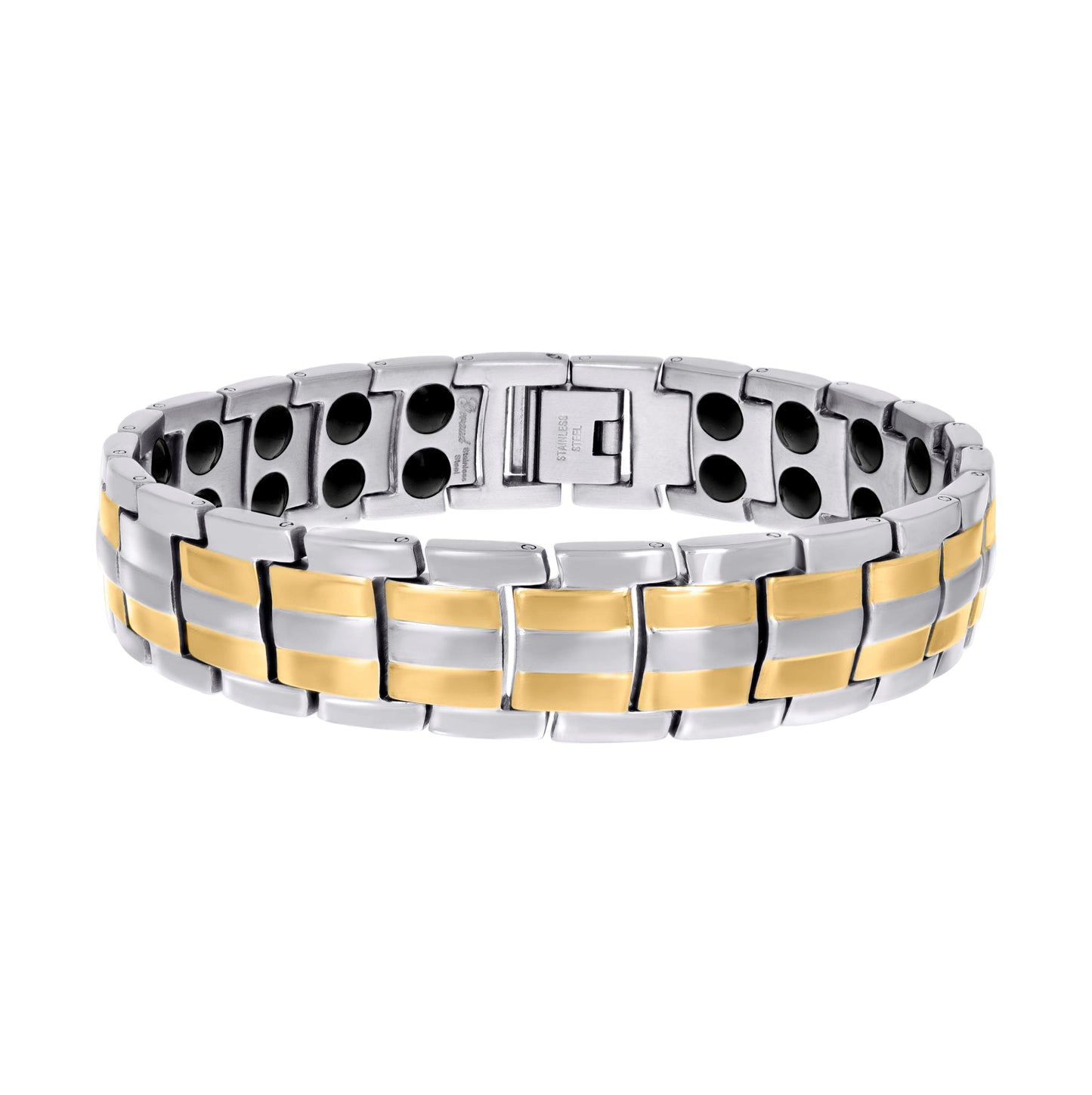 Stainless Steel Yellow-tone Mens Fashion Bracelet Size 8.5 Inches