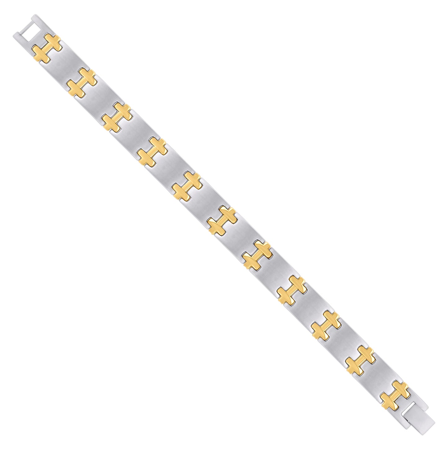 Stainless Steel Yellow-tone Mens Fashion Bracelet Size 8.5 Inches