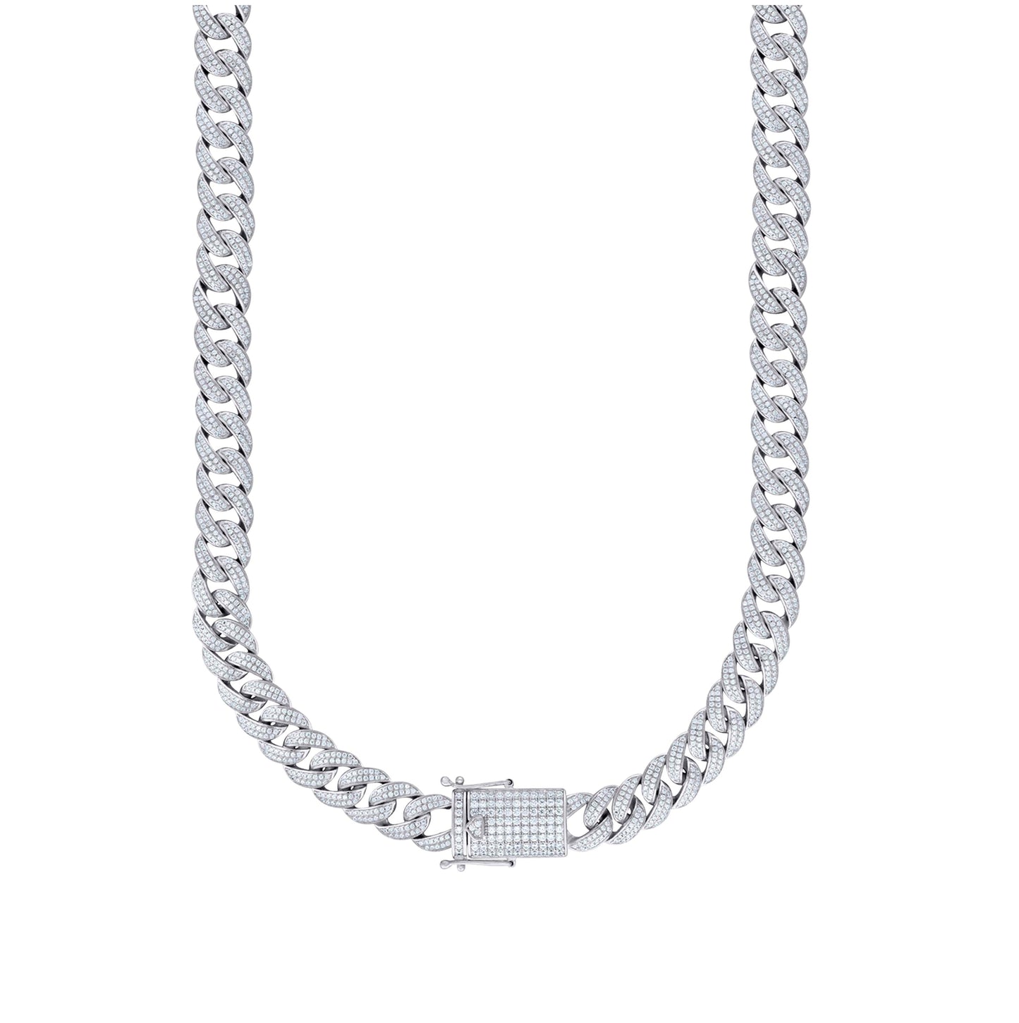Sterling Silver Or Yellow Tone Moissanite Miami Cuban Chain