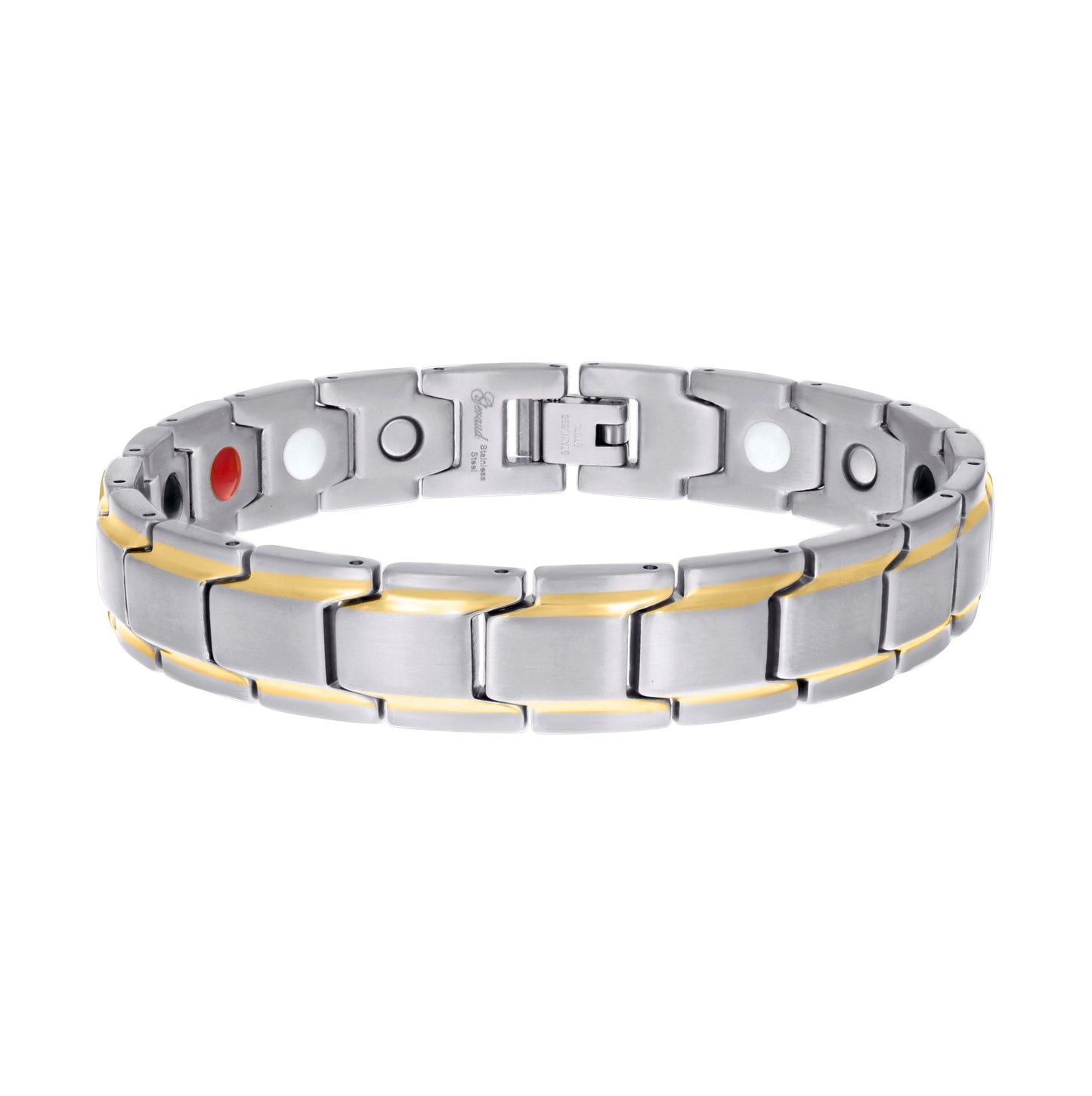 Stainless Steel Yellow-tone Mens Fashion Bracelet Size 8.5 Inches