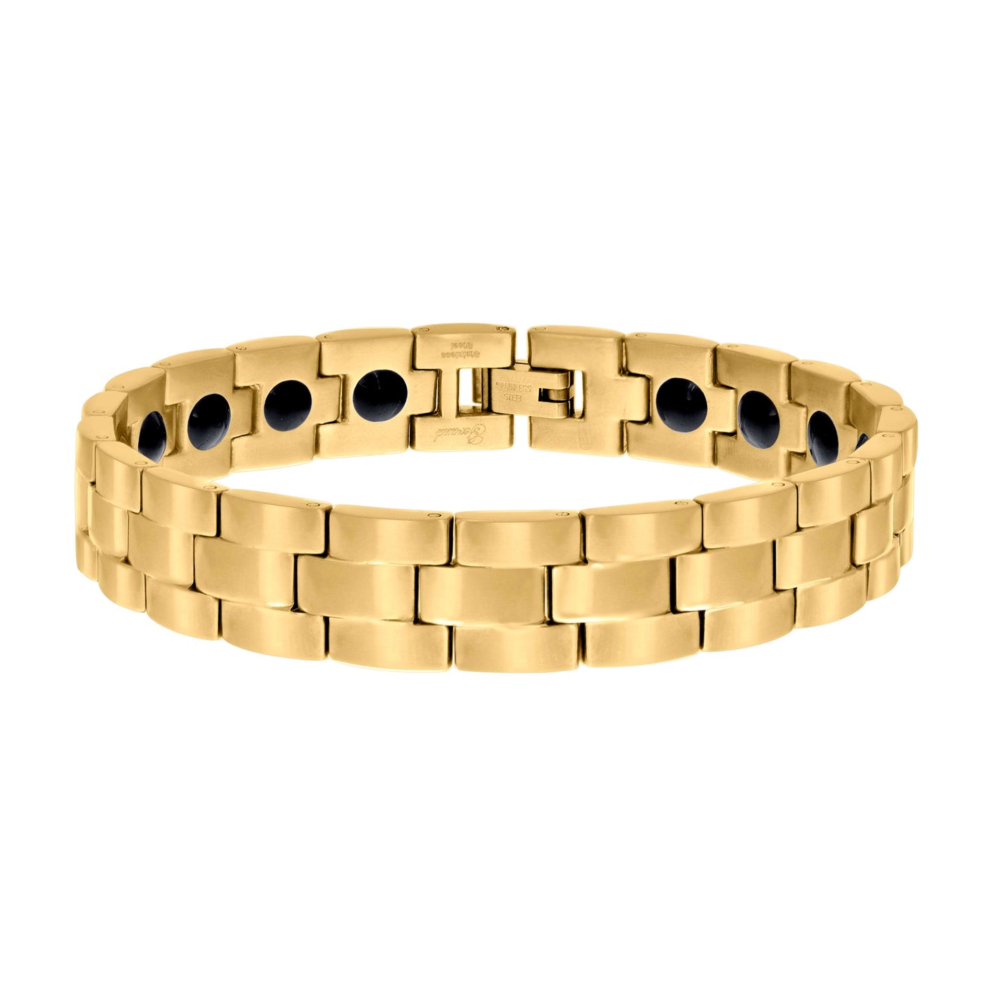 Stainless Steel Yellow-tone Mens Fashion Bracelet Size 8 Inches