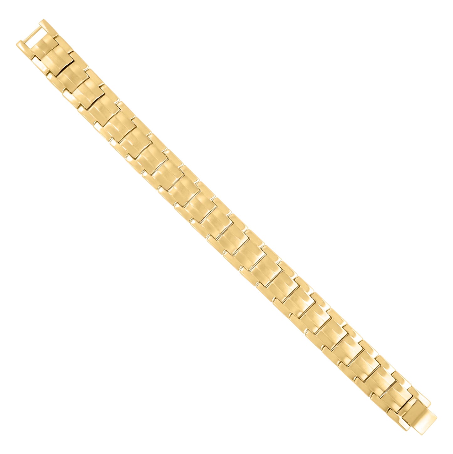 Stainless Steel Yellow-tone Mens Fashion Bracelet Size 8.5 Inches