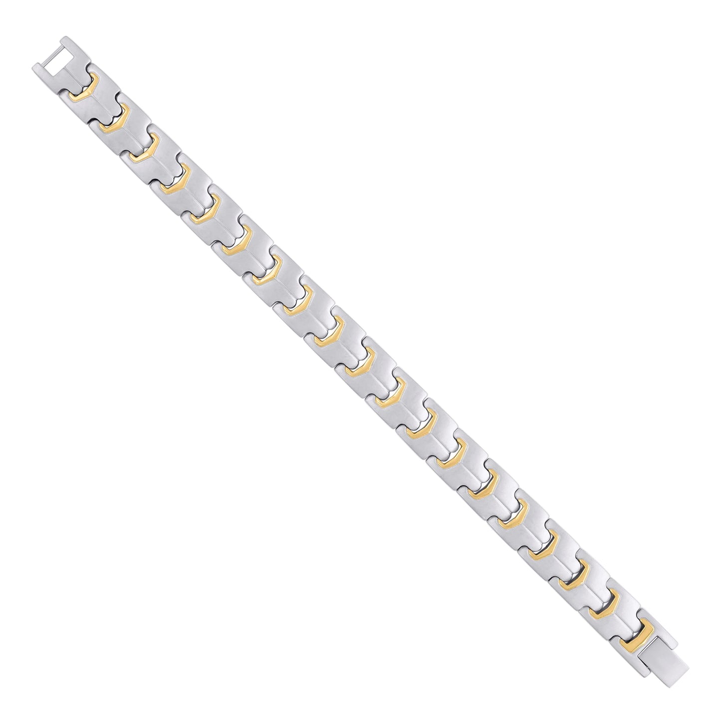 Stainless Steel Yellow-tone Mens Fashion Bracelet Size 8 Inches