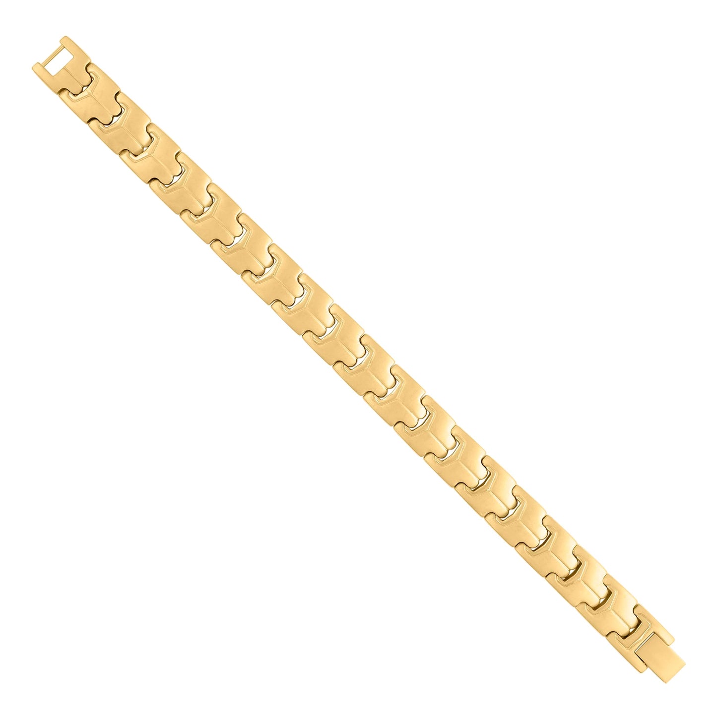 Stainless Steel Yellow-tone Mens Fashion Bracelet Size 8.5 Inches