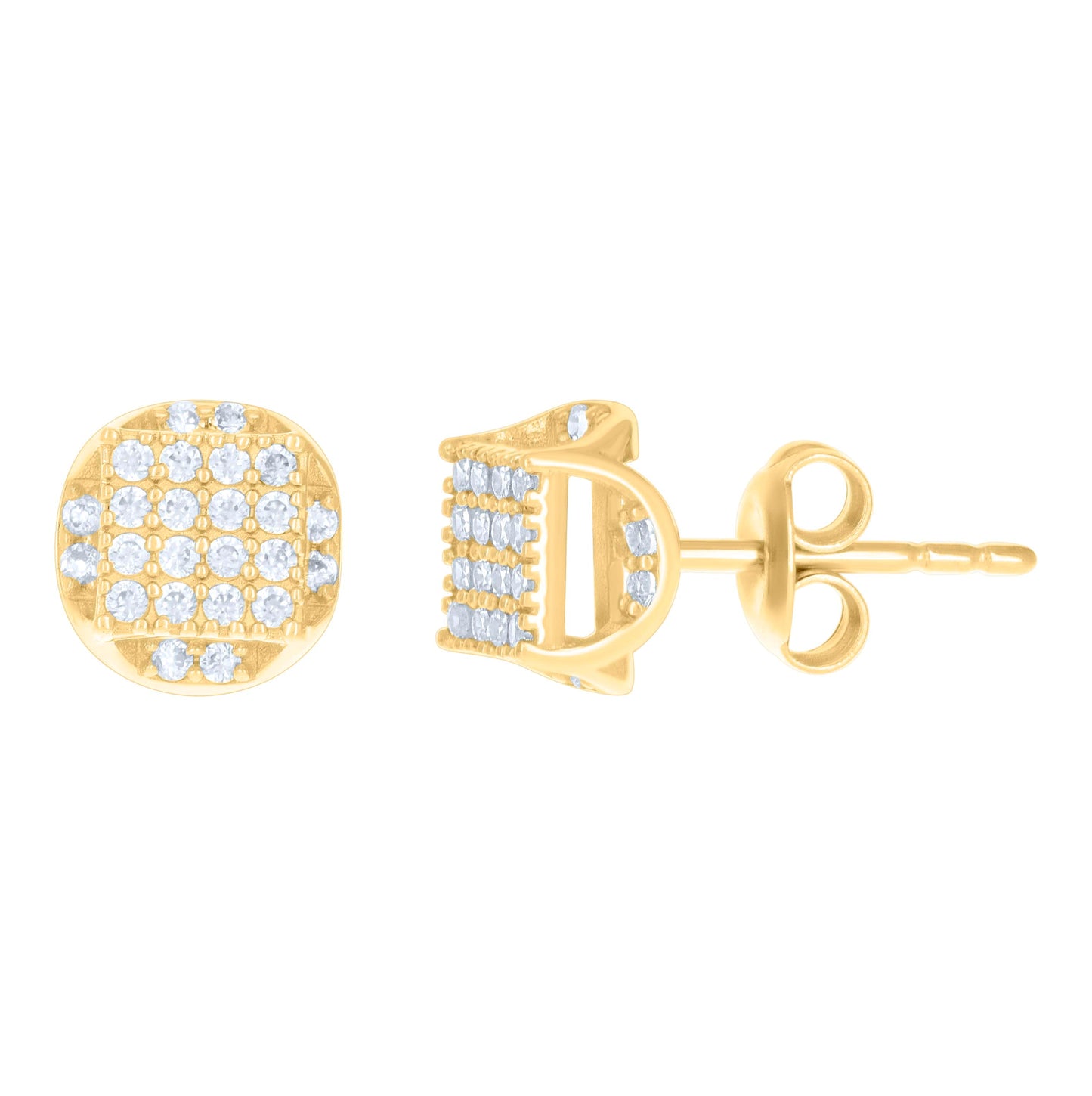 10K Yellow Gold Womens Cubic-Zirconia Fashion Stud Earrings