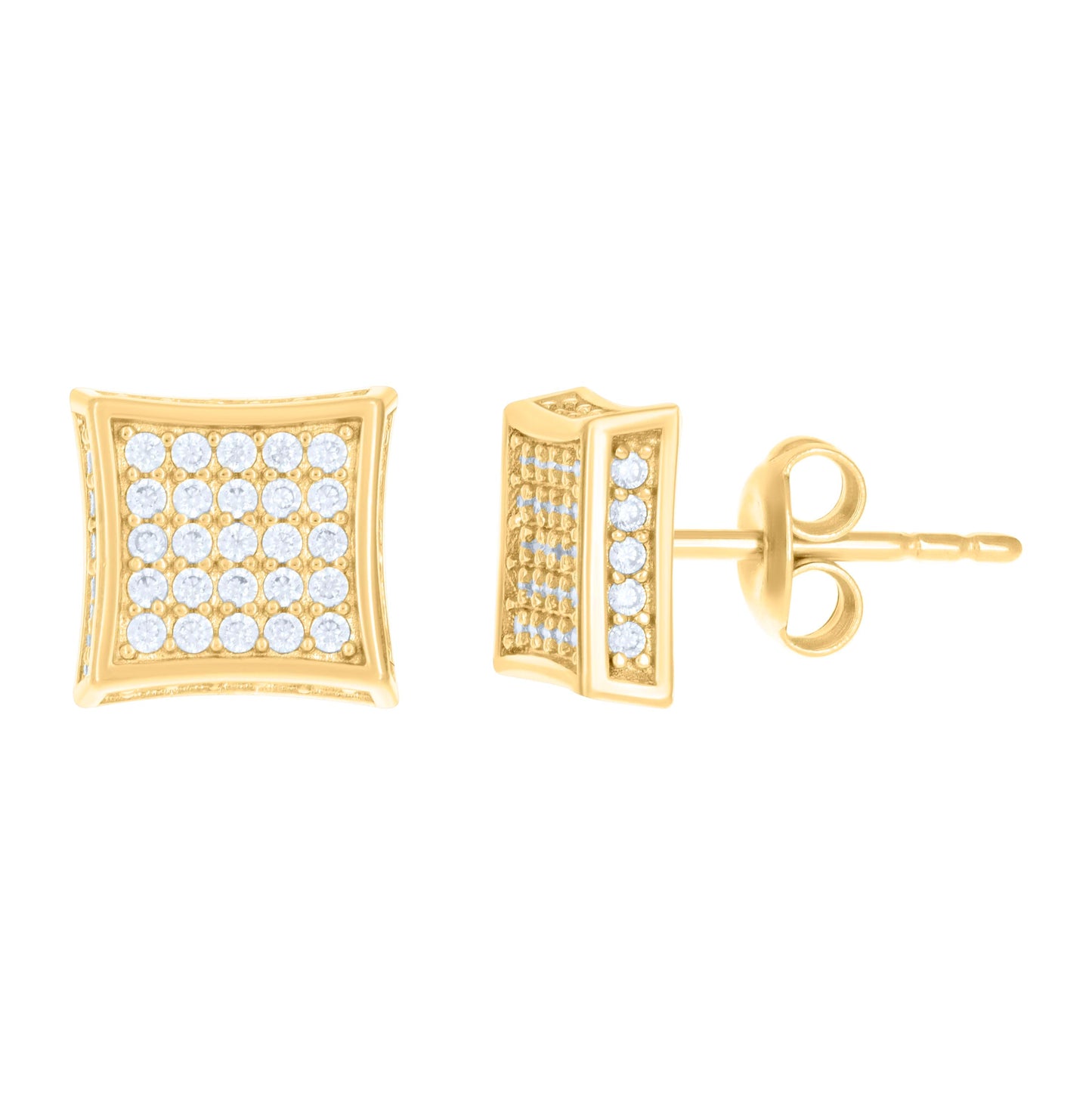 10K Yellow Gold Womens Cubic-Zirconia Square Fashion Stud Earrings