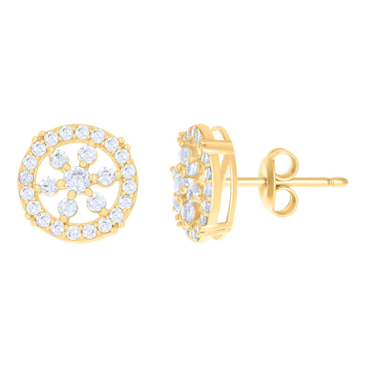 10K Yellow Gold Womens Cubic-Zirconia Fashion Stud Earrings
