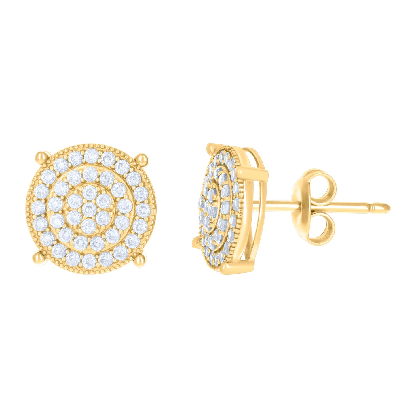 10K Yellow Gold Womens Cubic-Zirconia Fashion Stud Earrings