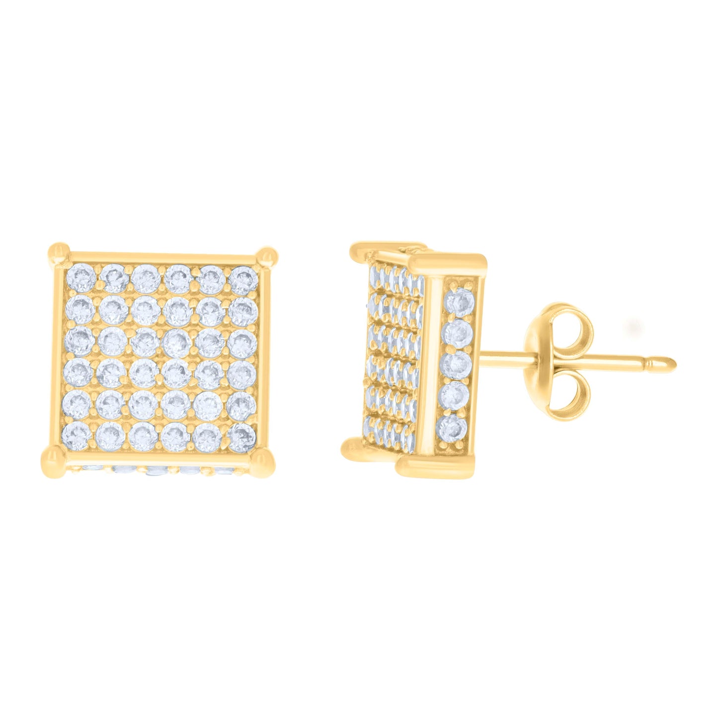 10K Yellow Gold Womens Cubic-Zirconia Square Fashion Stud Earrings
