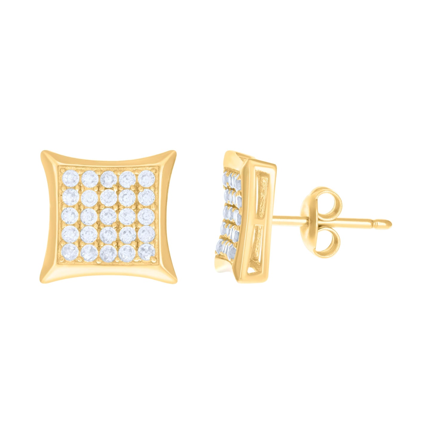 10K Yellow Gold Womens Cubic-Zirconia Square Fashion Stud Earrings