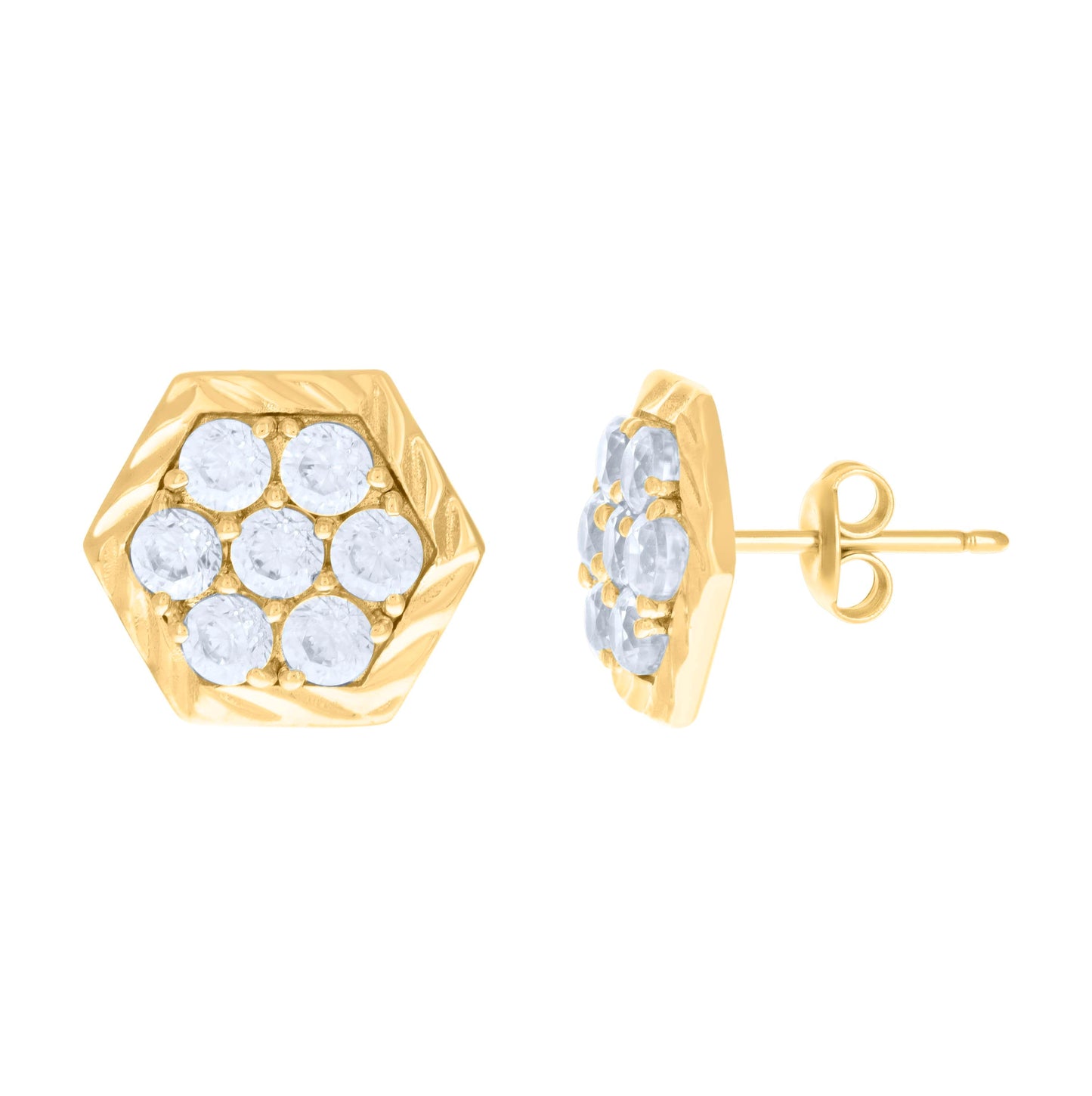10K Yellow Gold Womens Cubic-Zirconia Fashion Stud Earrings