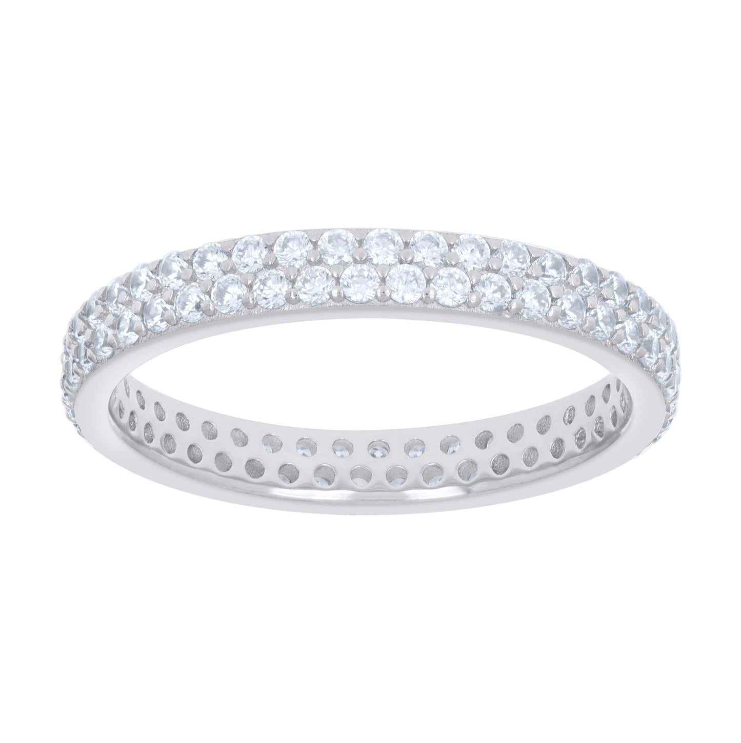 Sterling Silver Women's Cubic-Zirconia Bridal Anniversary Engagement Wedding Band Ring