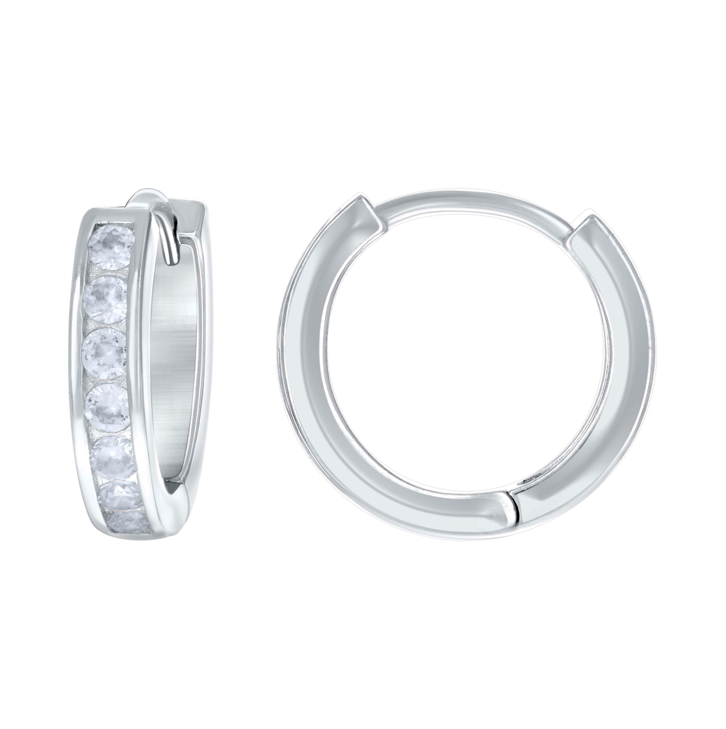 Sterling Silver Womens Yellow Cubic-Zirconia Single Row Cubic-Zirconia Hoop Earrings
