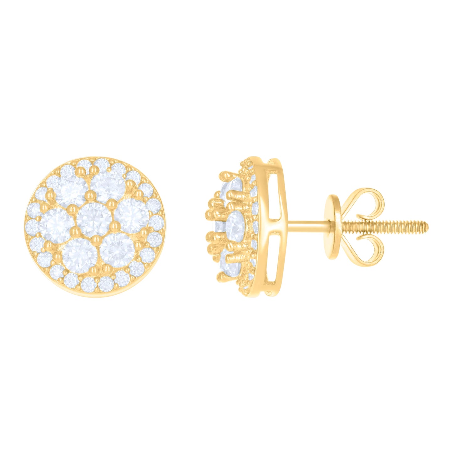 10K Yellow Gold Womens Moissanite 2.644 Cttw Fashion Stud Earrings