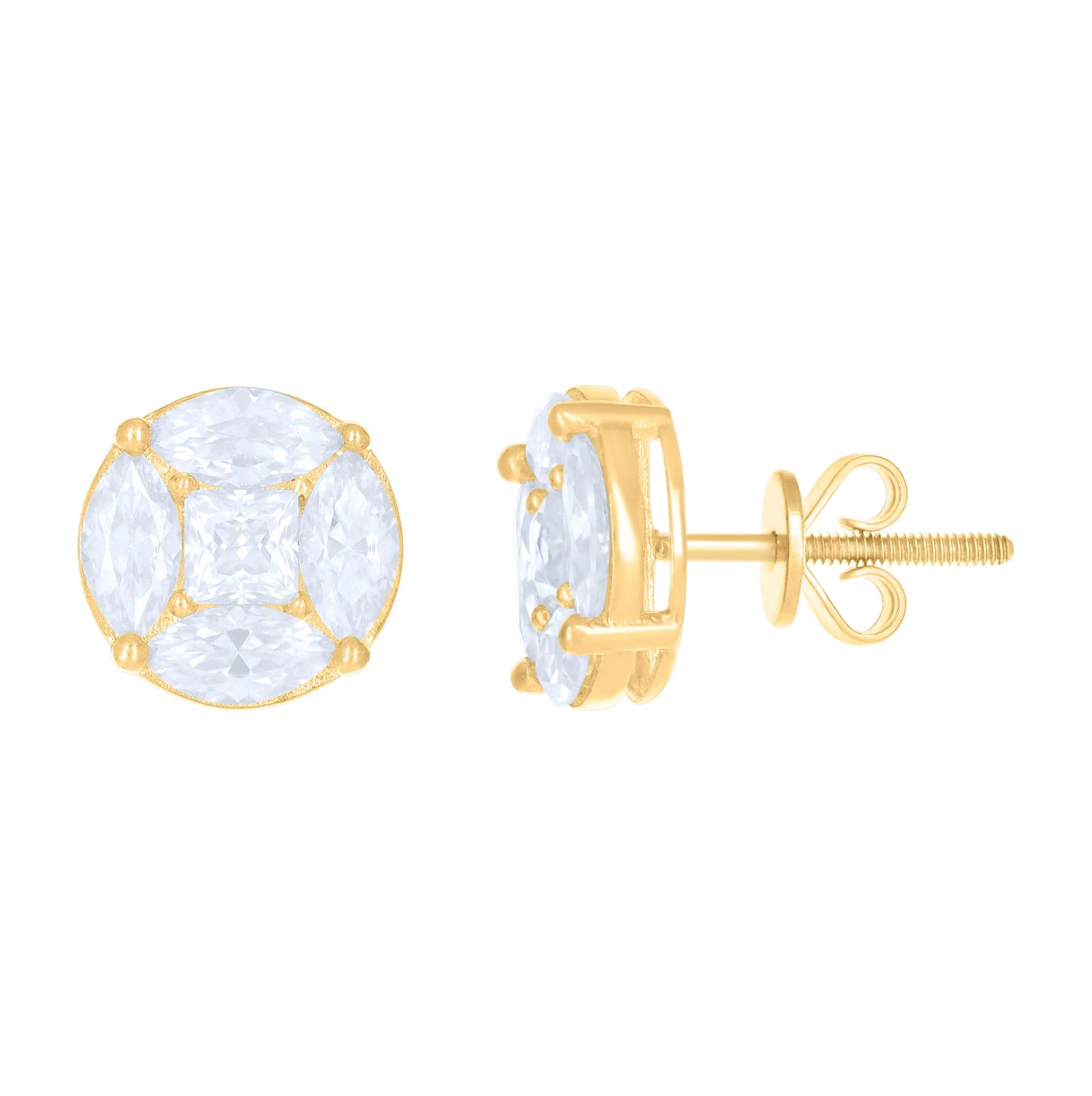 10K Yellow Gold Womens Moissanite 2.50 Cttw Fashion Stud Earrings