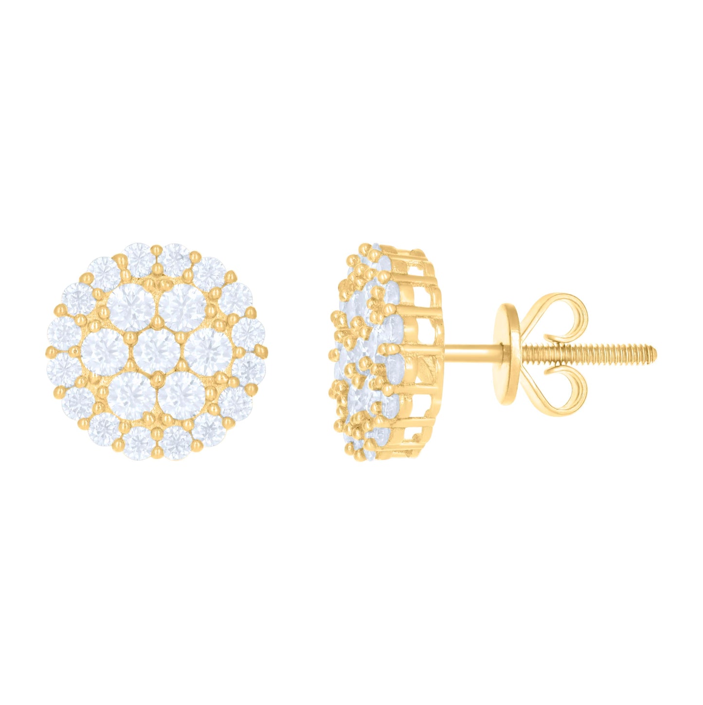 10K Yellow Gold Womens Moissanite 1.36 Cttw Fashion Stud Earrings