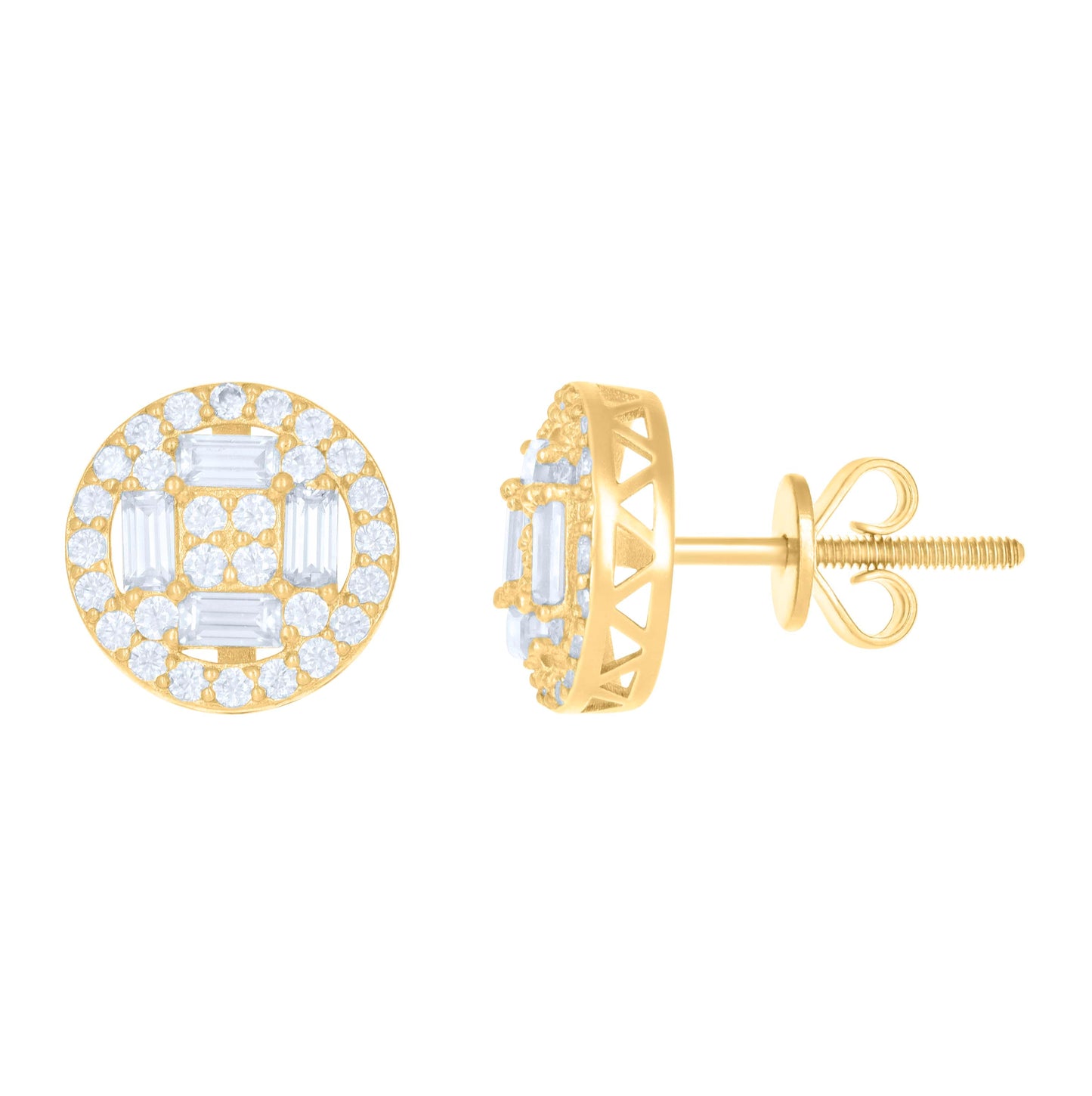 10K Yellow Gold Womens Moissanite 1.12 Cttw Fashion Stud Earrings