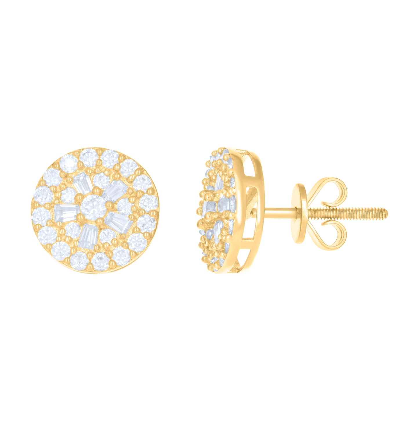 10K Yellow Gold Womens Moissanite 1.05 Cttw Fashion Stud Earrings