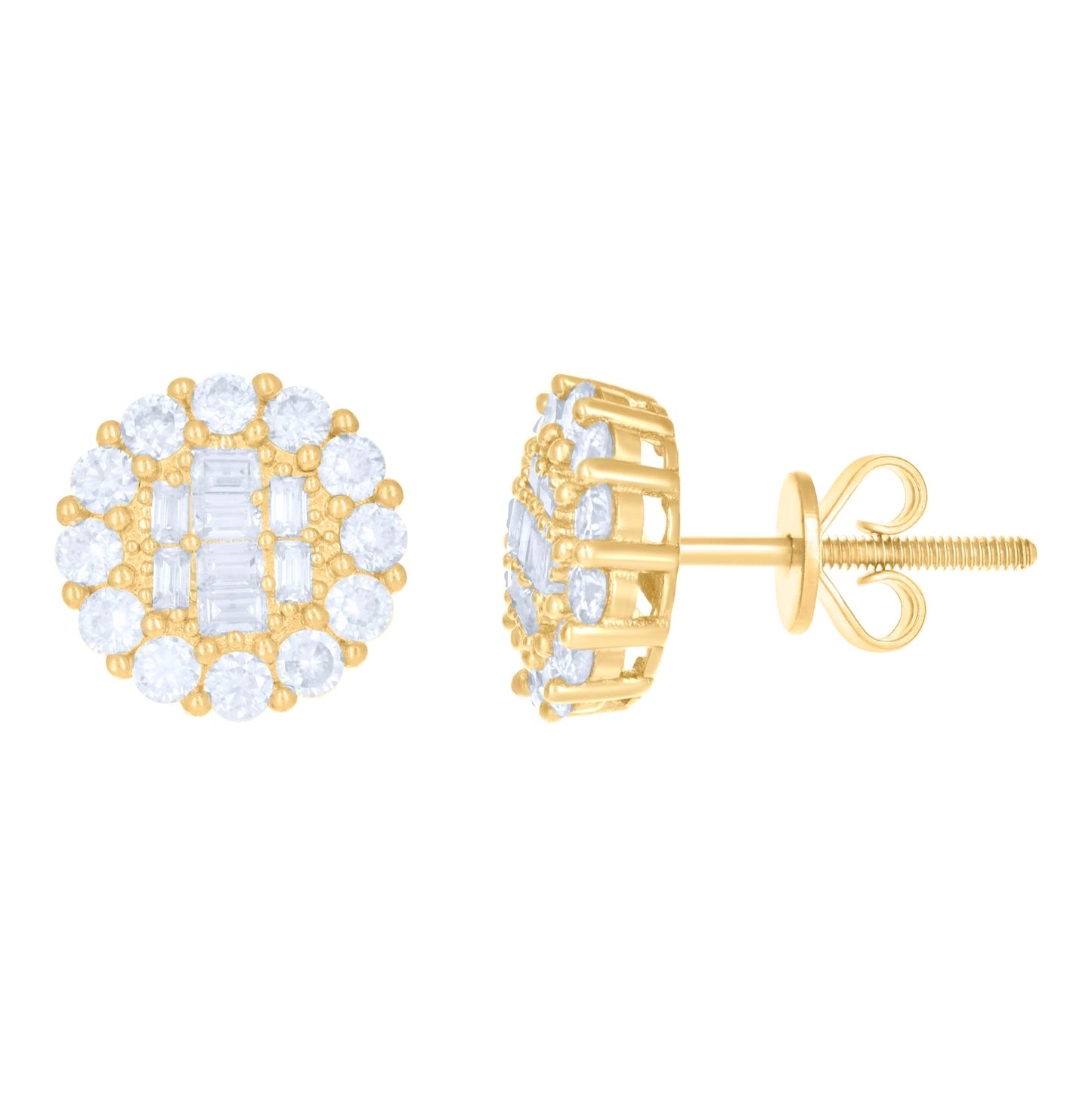 10K Yellow Gold Womens Moissanite 1.32 Cttw Fashion Stud Earrings
