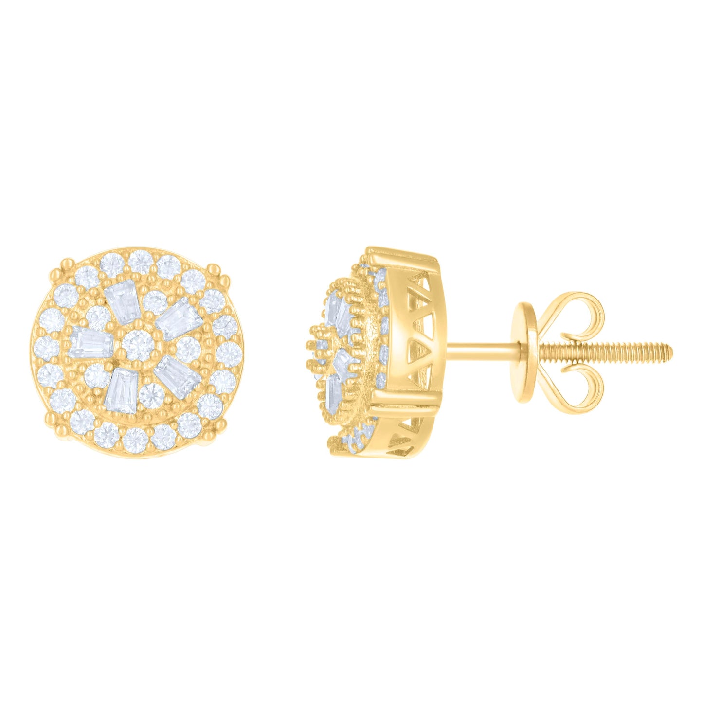 10K Yellow Gold Womens Moissanite 0.83 Cttw Fashion Stud Earrings