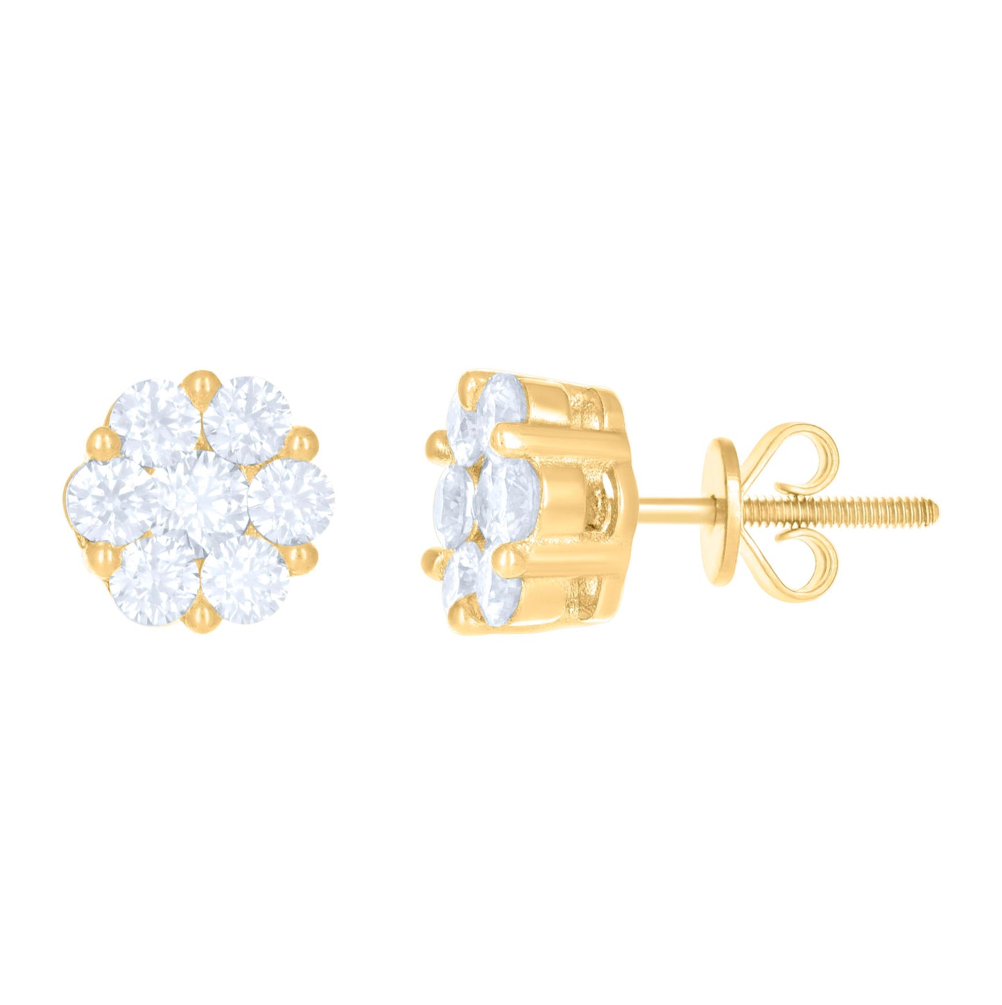 10K Yellow Gold Womens Moissanite 1.156 Cttw Flower Fashion Stud Earrings