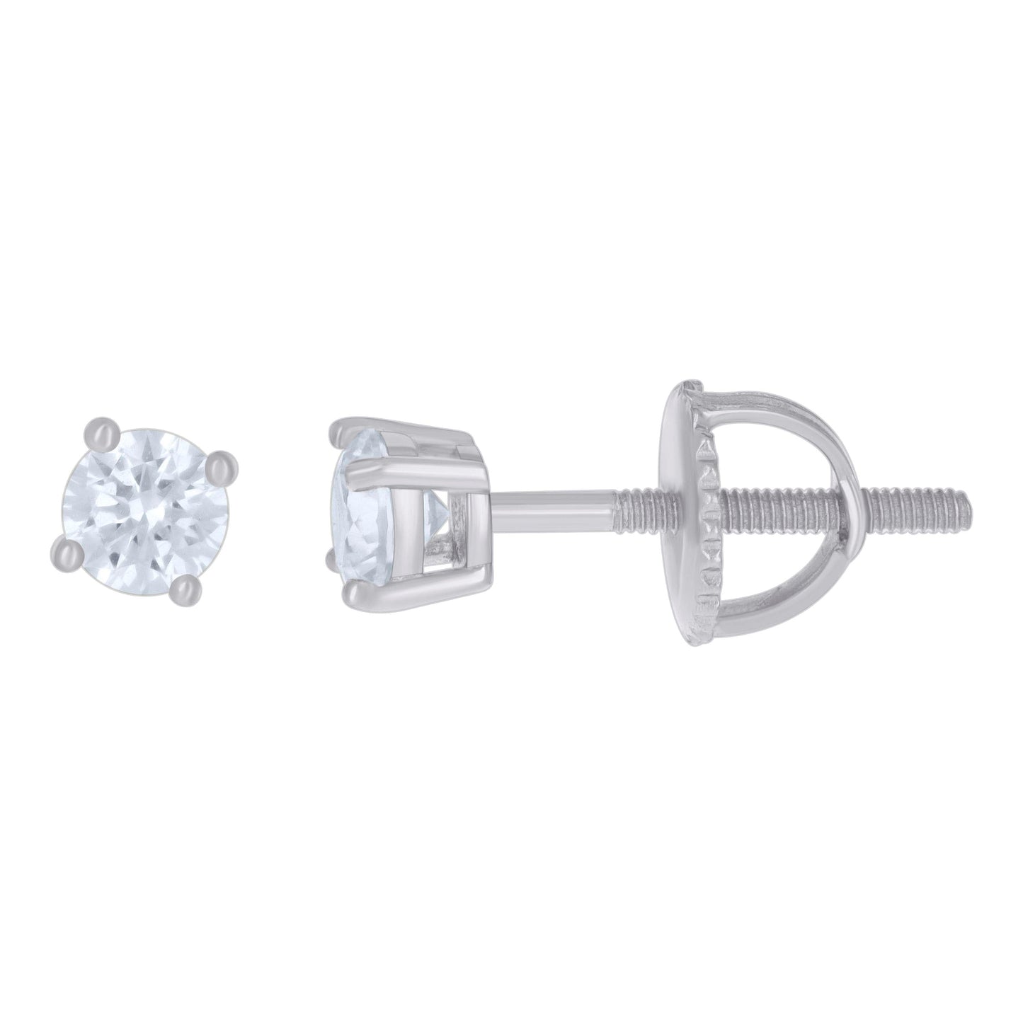 14K White Gold Womens 4mm Moissanite Stud Earrings