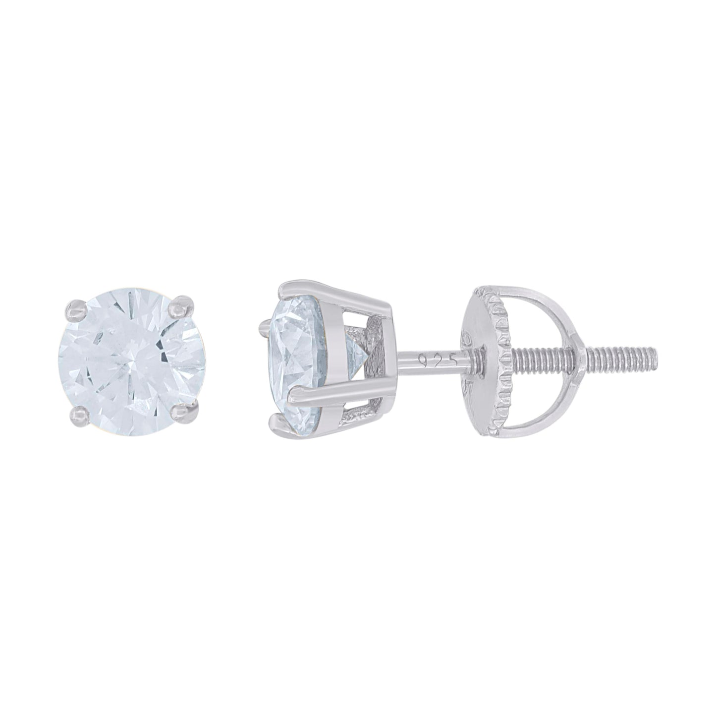 14K White Gold Womens 6mm Moissanite Stud Earrings