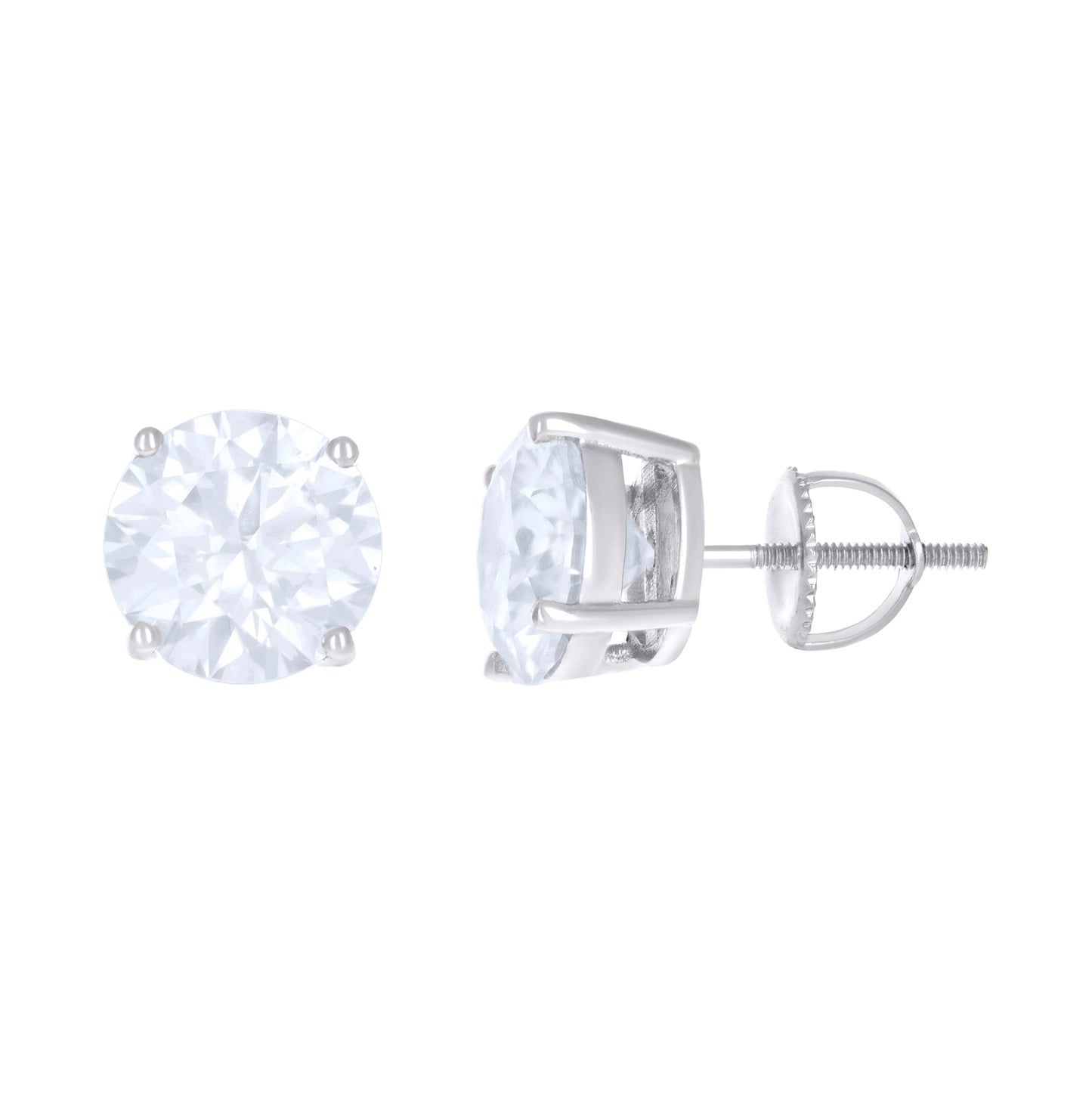 Sterling Silver Or Yellow-Tone Womens Moissanite Stud Earrings Screw Back