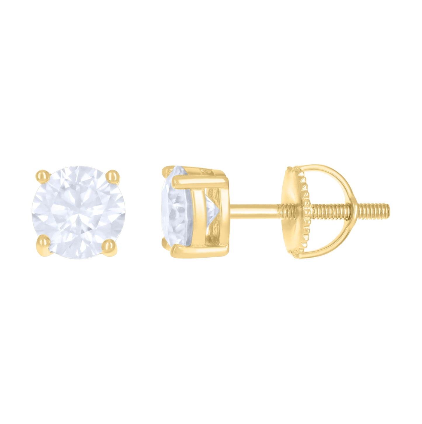 Sterling Silver Or Yellow-Tone Womens Moissanite Stud Earrings Screw Back