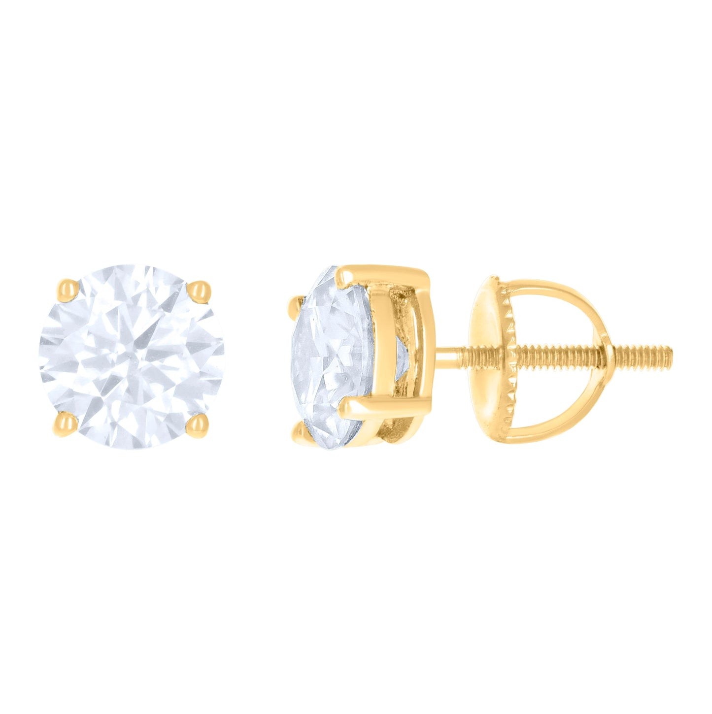 Sterling Silver Or Yellow-Tone Womens Moissanite Stud Earrings Screw Back