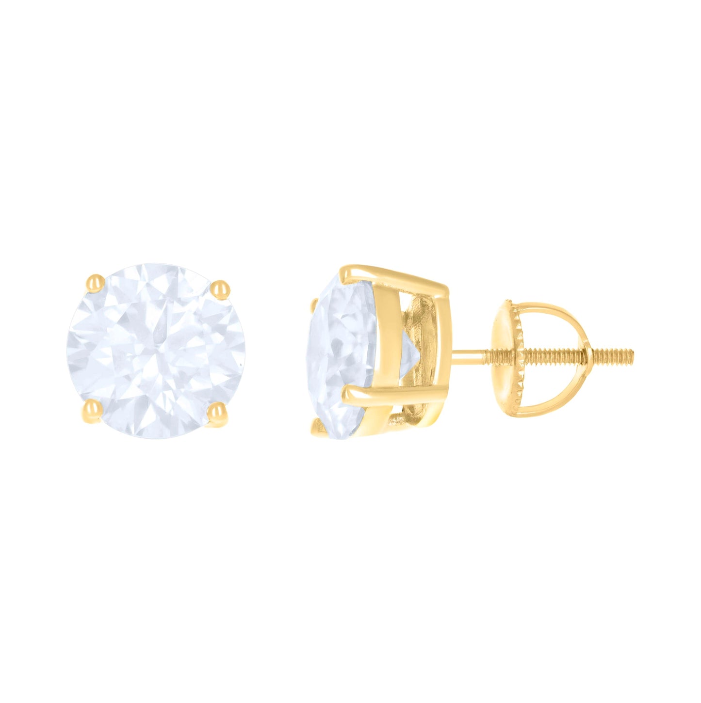 Sterling Silver Or Yellow-Tone Womens Moissanite Stud Earrings Screw Back