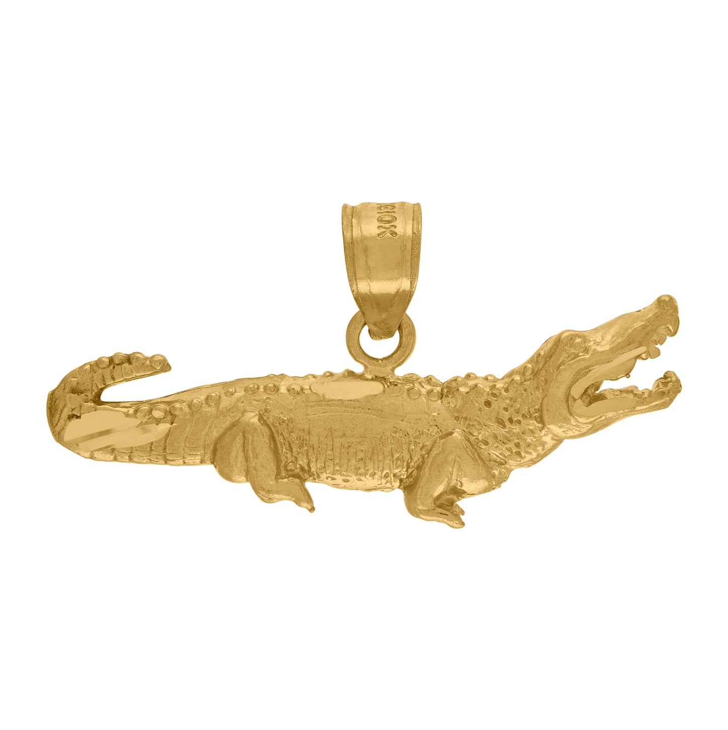 10K Yellow Gold Womens Alligator Crocodile Animal Charm Pendant
