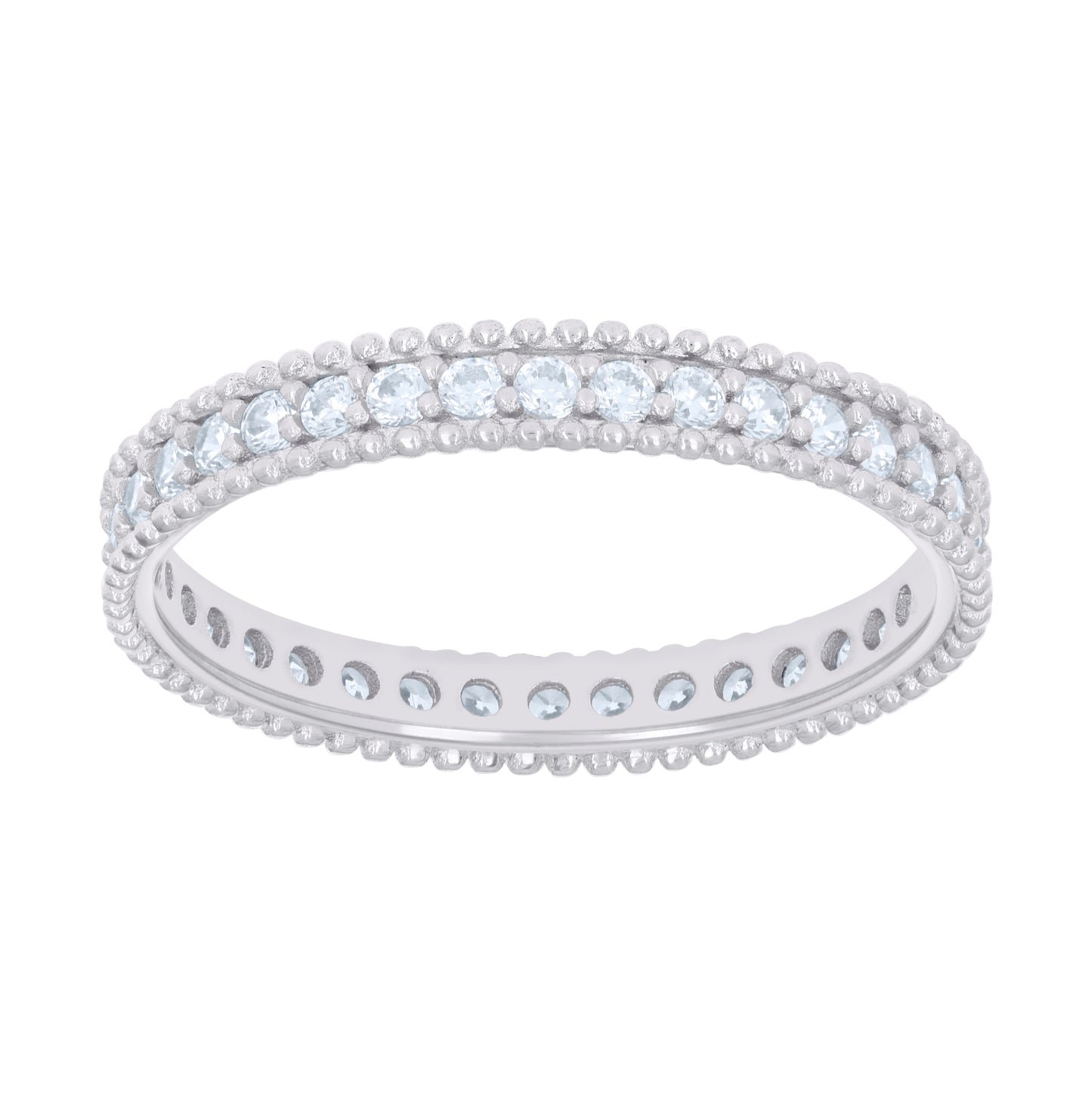 Sterling Silver Womens Cubic-Zirconia Single Row Cubic Zirconia Eternity Bridal Anniversary Engagement Wedding Ring