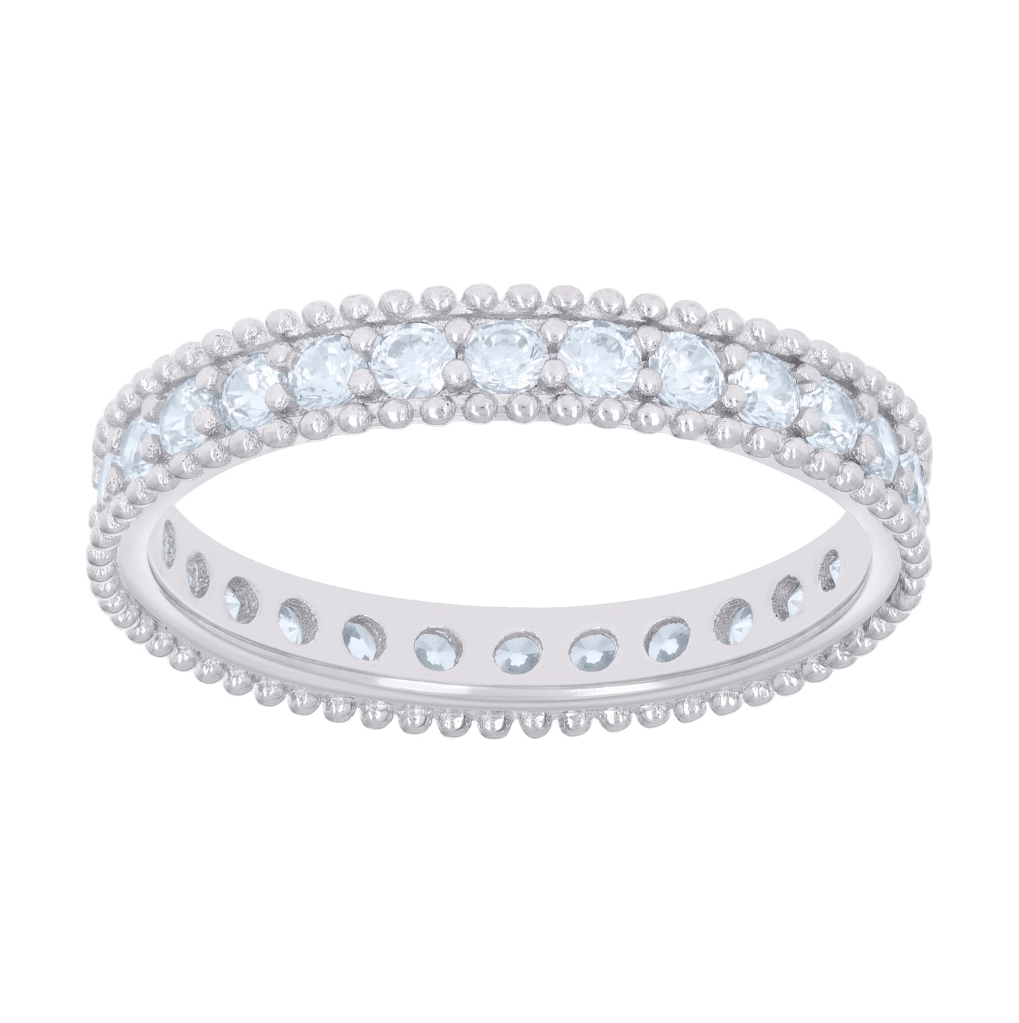Sterling Silver Women's Cubic-Zirconia Single Row Cubic Zirconia Eternity Bridal Anniversary Engagement Wedding Ring