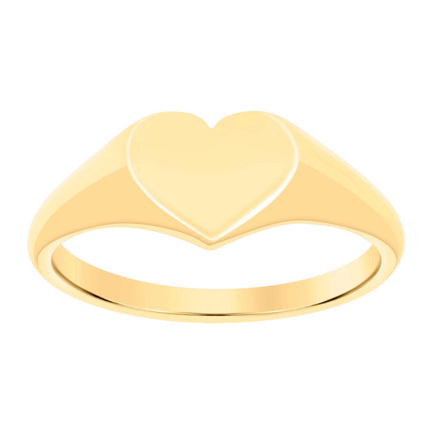 14K Yellow Gold Womens Heart Signet Ring
