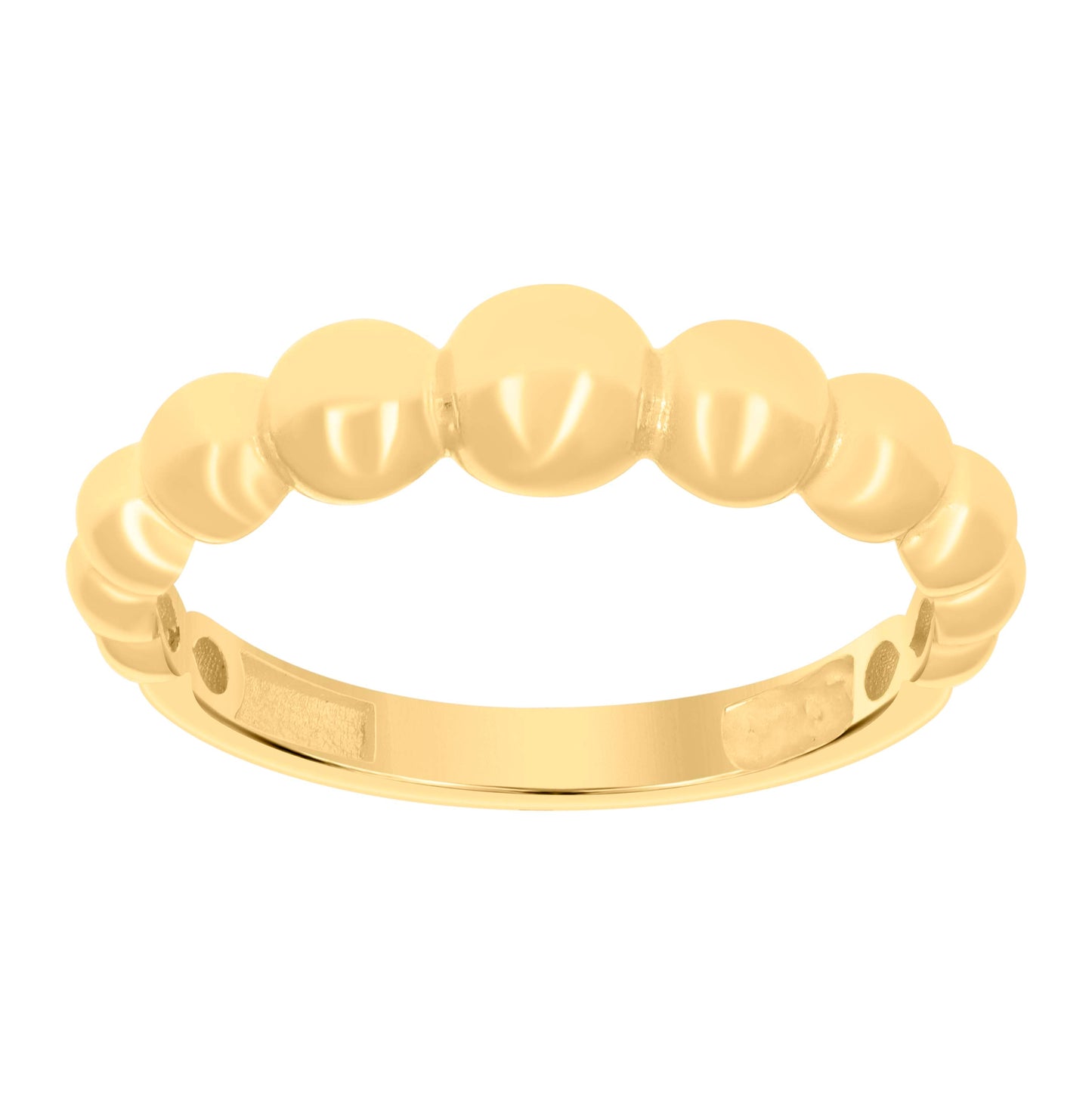 14K Yellow Gold Womens Beaded Fashion Ring