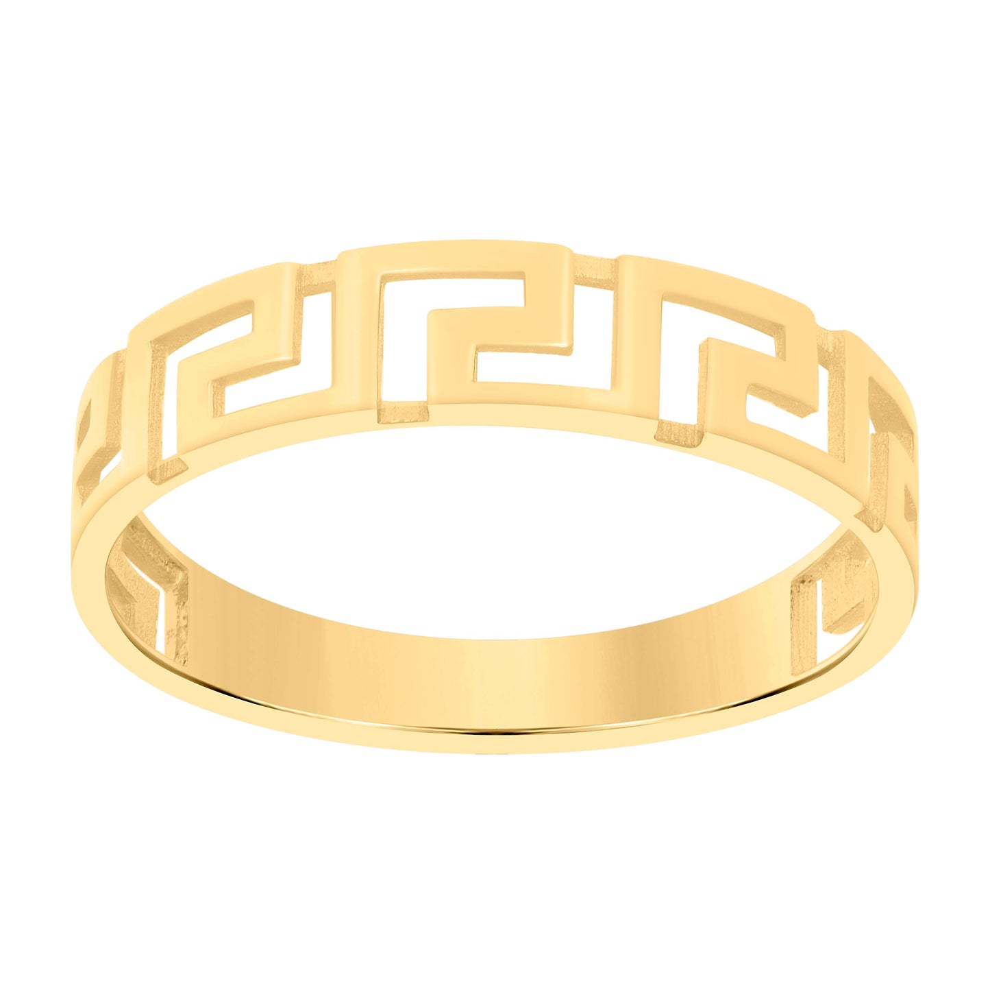 14K Yellow Gold Womens Greek Key Fashion Ring