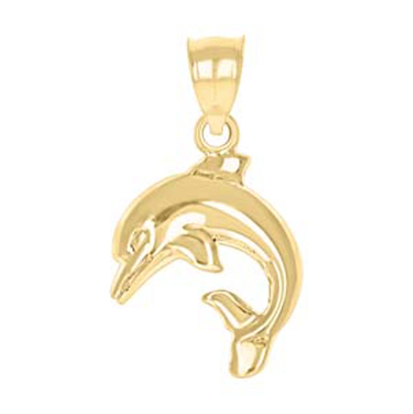 10K Yellow Gold Womens Dolphin Animal Charm Pendant