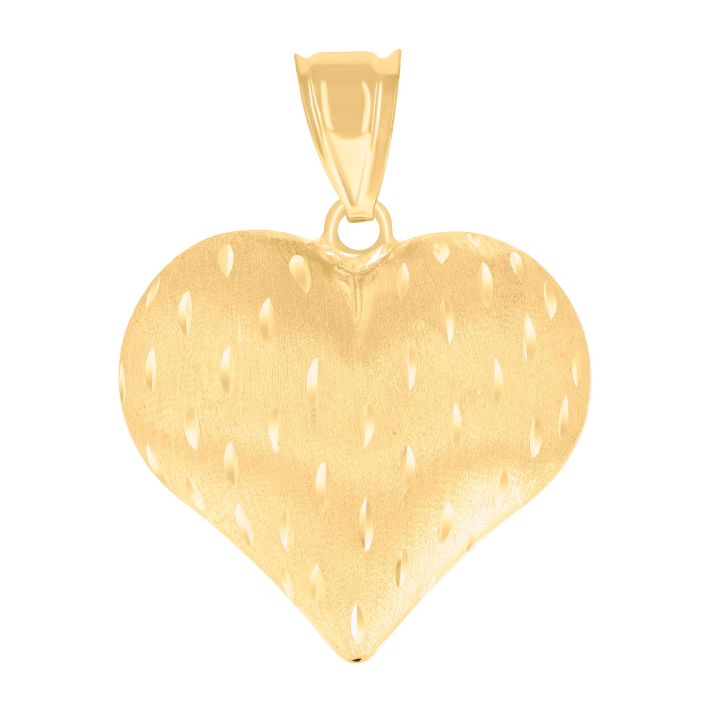 10K Yellow Gold Womens Puffed Heart Charm Pendant