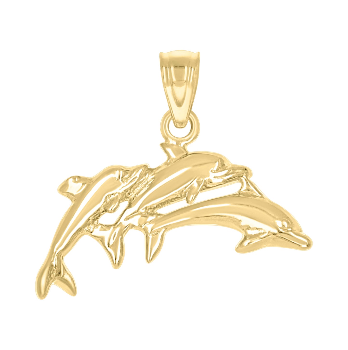 10K Yellow Gold Womens Three Animal Charm Pendant